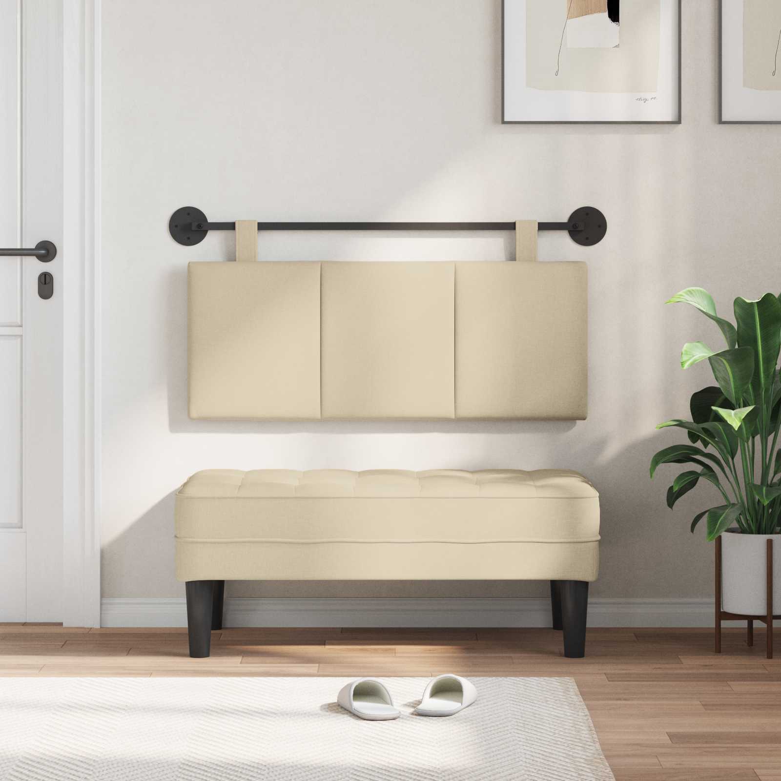 Hangend Hoofdeinde Wandgemonteerd Crème 110 x 55 x 5 cm Stof is nu te koop bij PeponiXL, paradijselijk wonen!