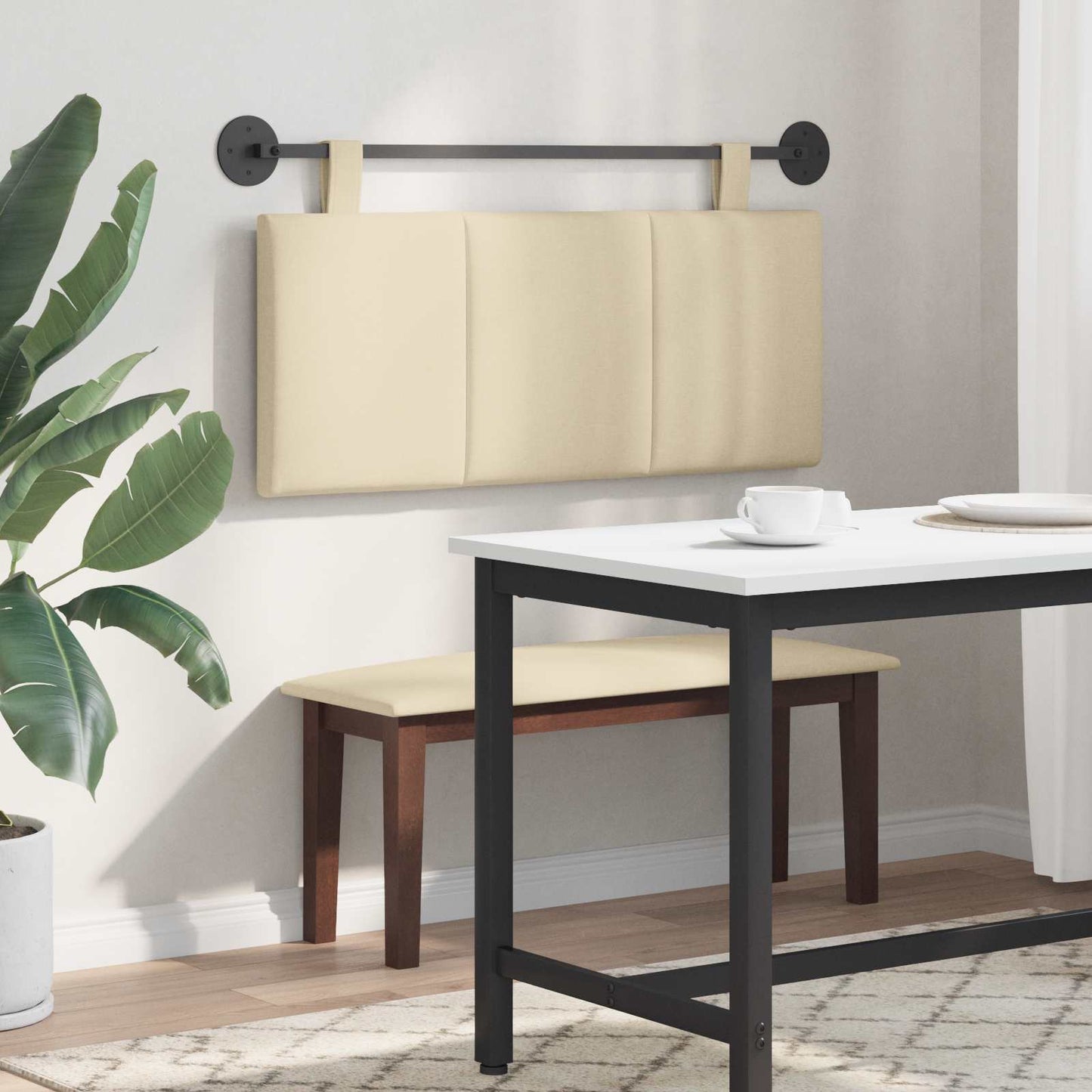 Hangend Hoofdeinde Wandgemonteerd Crème 110 x 55 x 5 cm Stof is nu te koop bij PeponiXL, paradijselijk wonen!