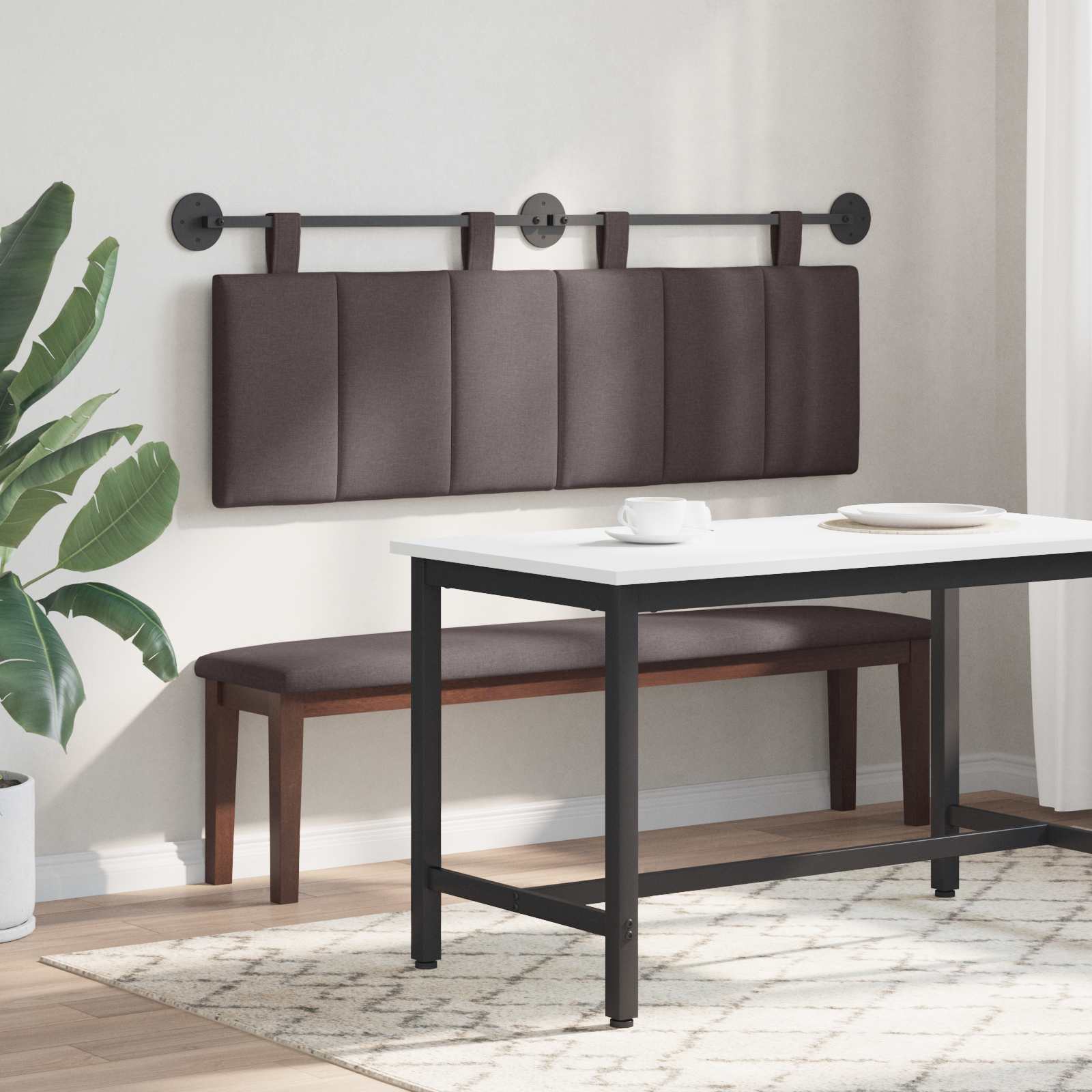 Hangend hoofdbord Donkerbruin Stof is nu te koop bij PeponiXL, paradijselijk wonen!
