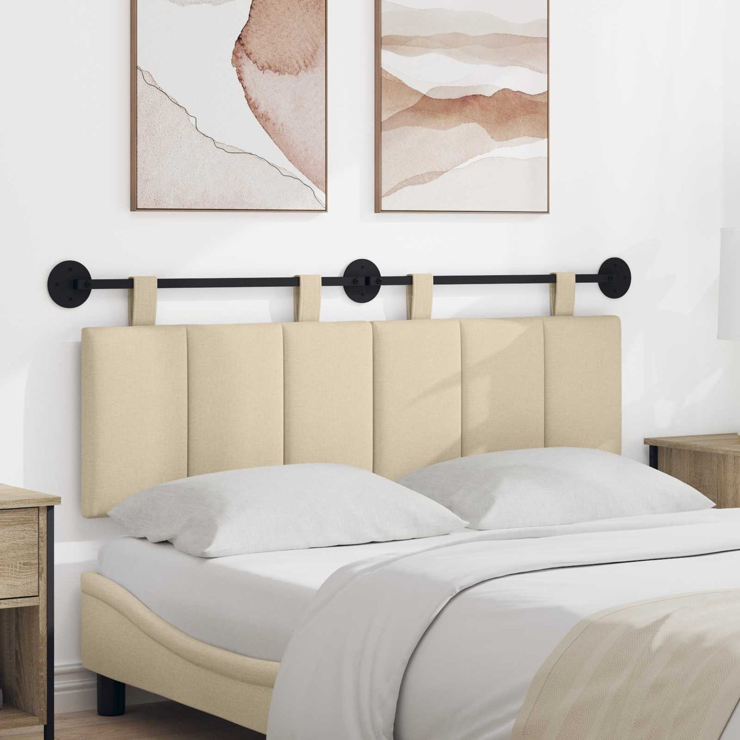 Hangend hoofdbord Crème Stof is nu te koop bij PeponiXL, paradijselijk wonen!