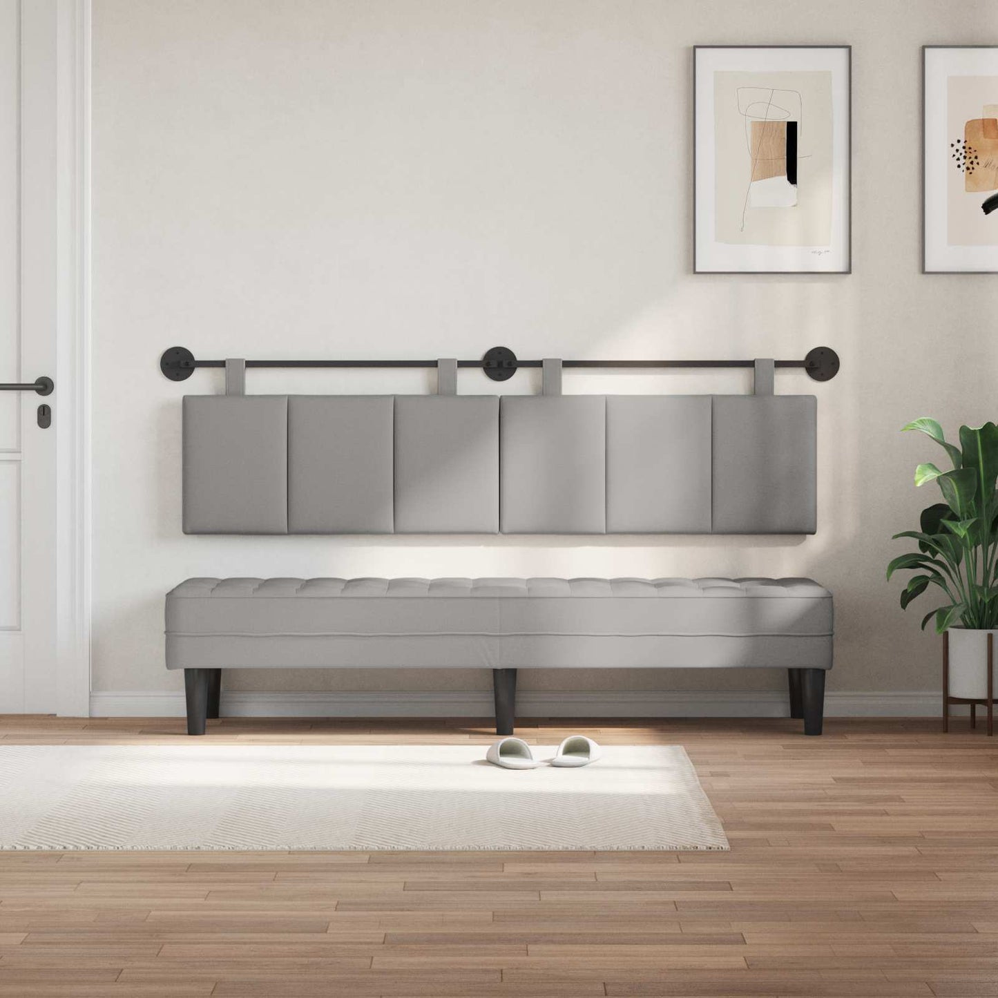 Hangend hoofdbord Wolkengrijs Stof is nu te koop bij PeponiXL, paradijselijk wonen!