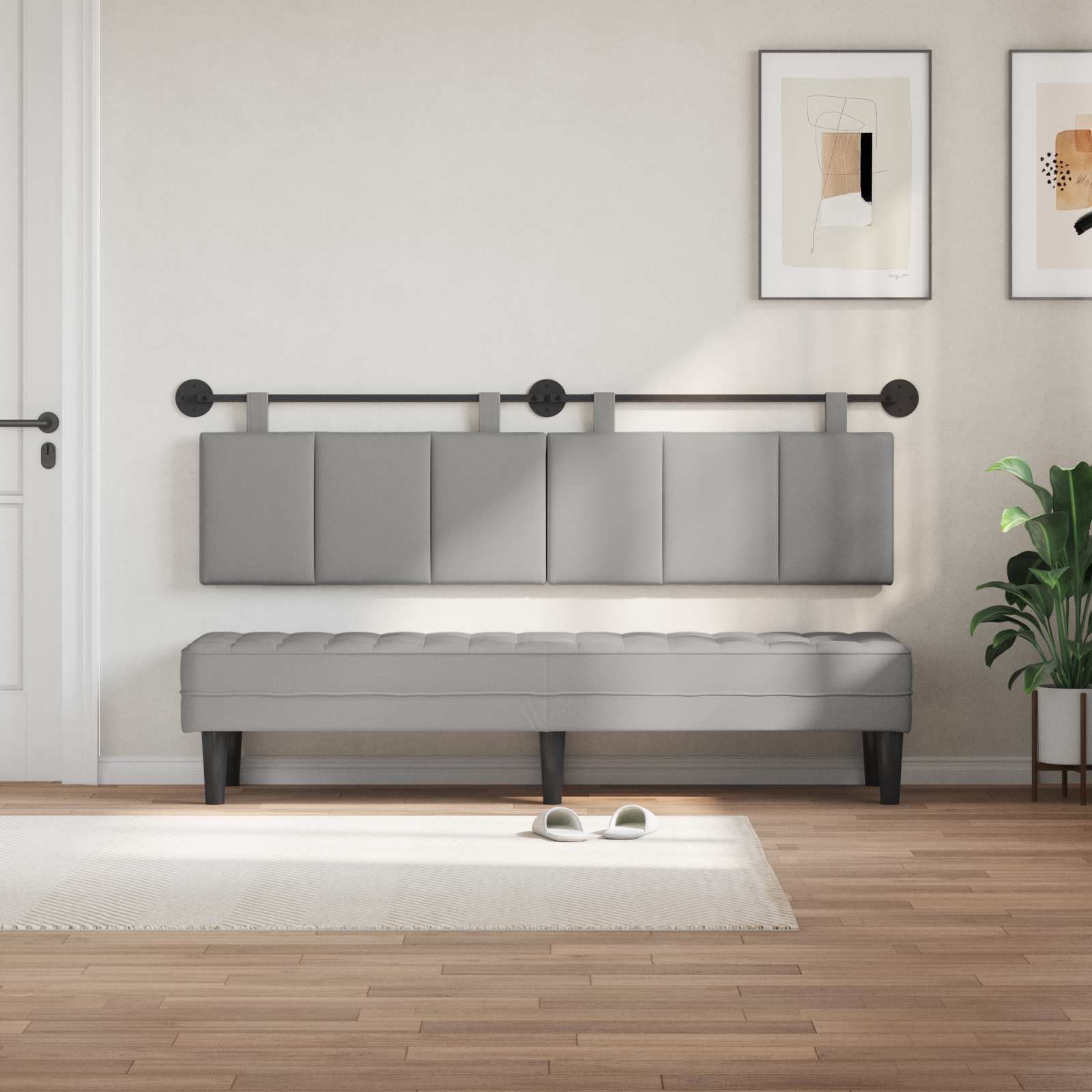 Hangend hoofdbord Wolkengrijs Stof is nu te koop bij PeponiXL, paradijselijk wonen!
