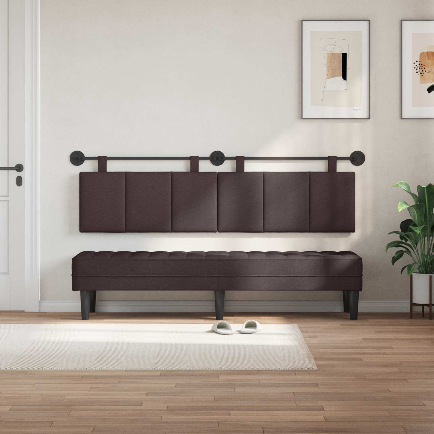 Hangend hoofdbord Donkerbruin Stof is nu te koop bij PeponiXL, paradijselijk wonen!