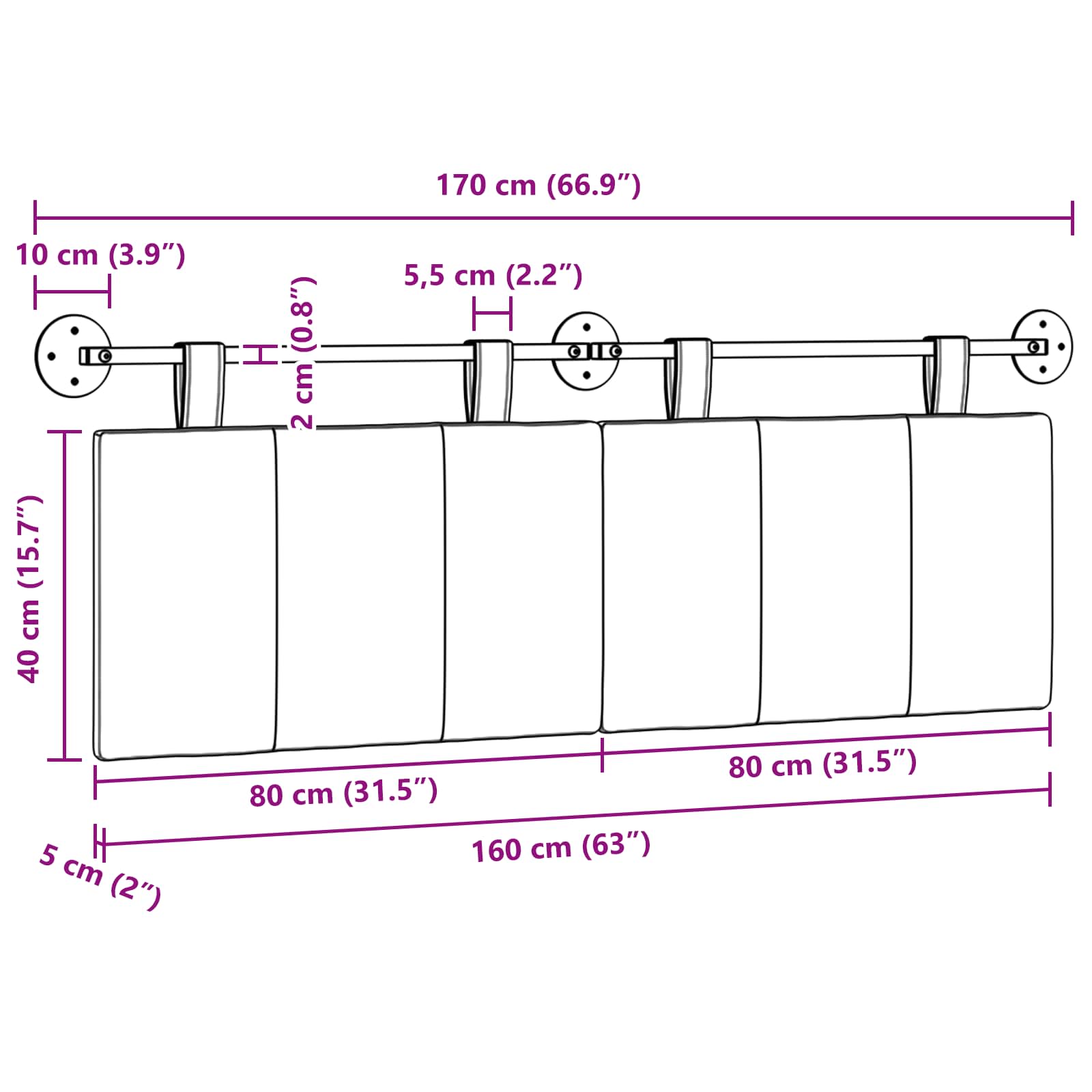 Hangend hoofdbord Donkerbruin Stof is nu te koop bij PeponiXL, paradijselijk wonen!
