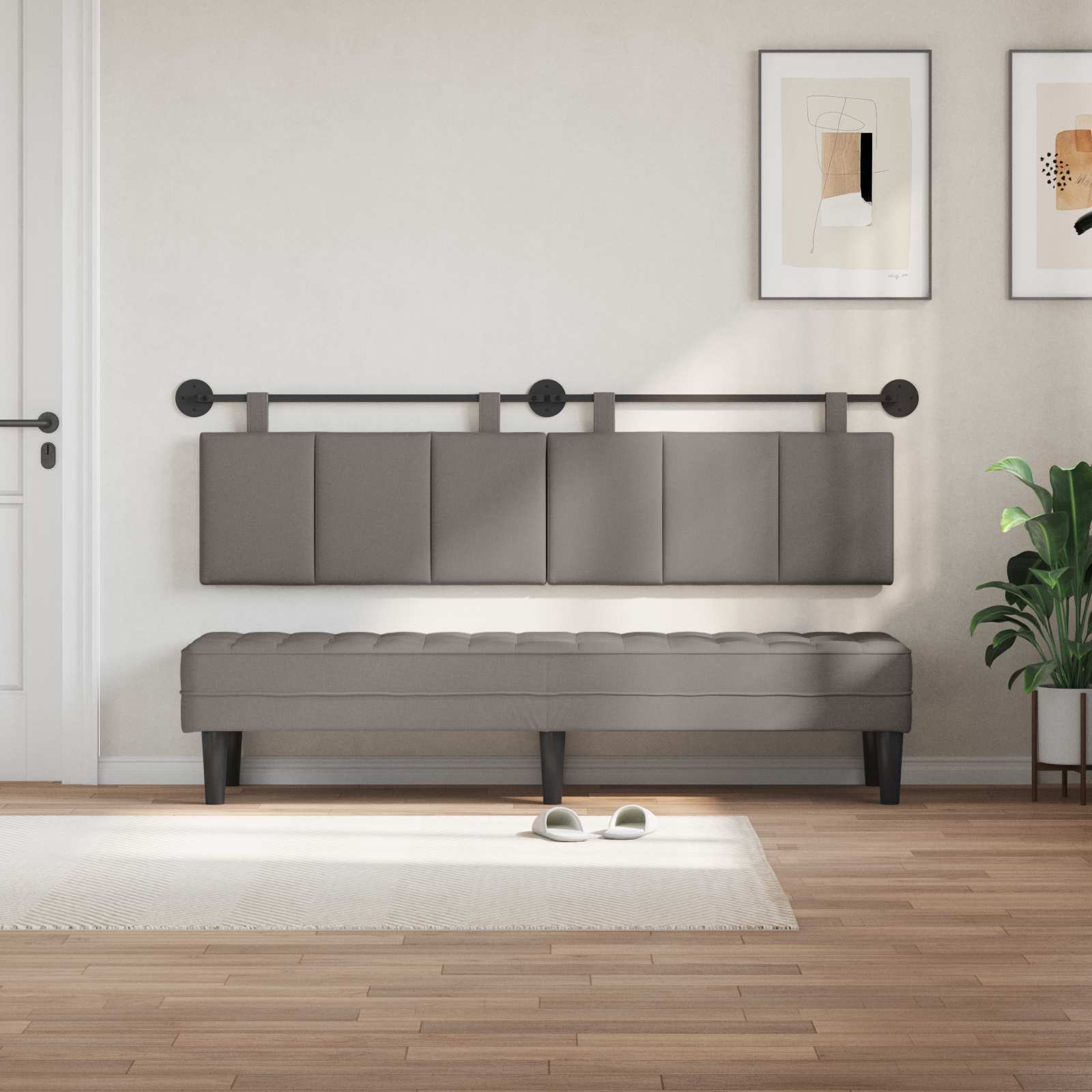 Hangend hoofdbord Taupe Stof is nu te koop bij PeponiXL, paradijselijk wonen!