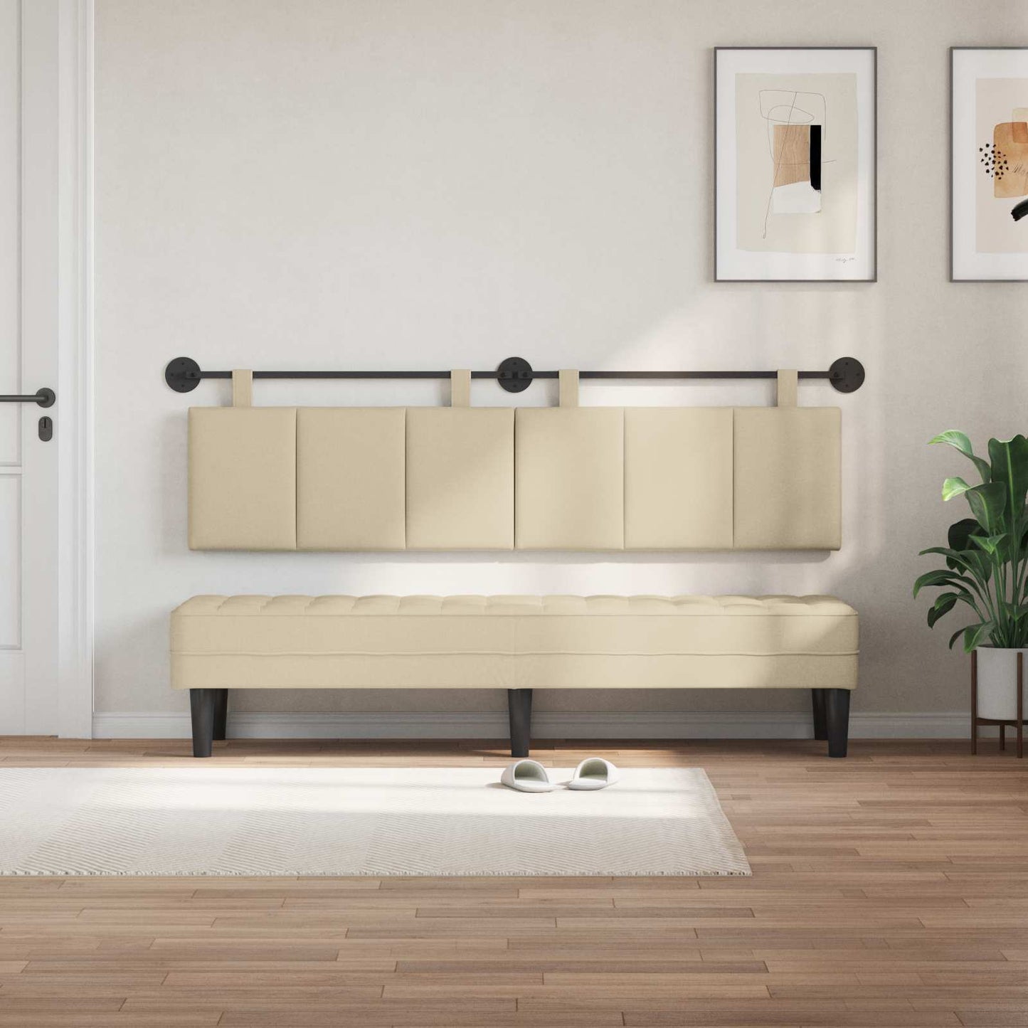 Hangend hoofdbord Crème Stof is nu te koop bij PeponiXL, paradijselijk wonen!