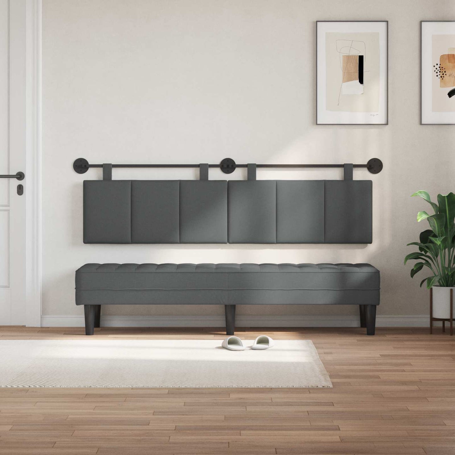 Hangend hoofdbord Donkergrijs Stof is nu te koop bij PeponiXL, paradijselijk wonen!