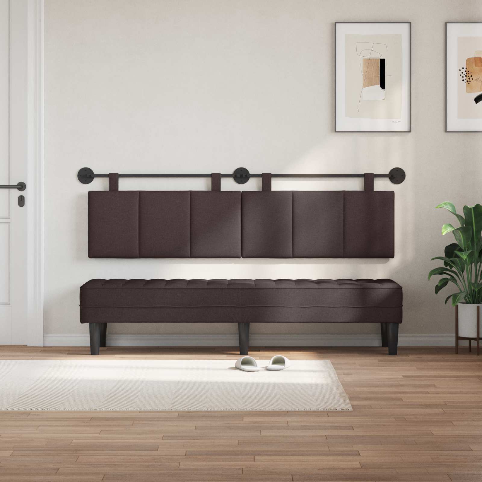 Hangend hoofdbord Donkerbruin Stof is nu te koop bij PeponiXL, paradijselijk wonen!