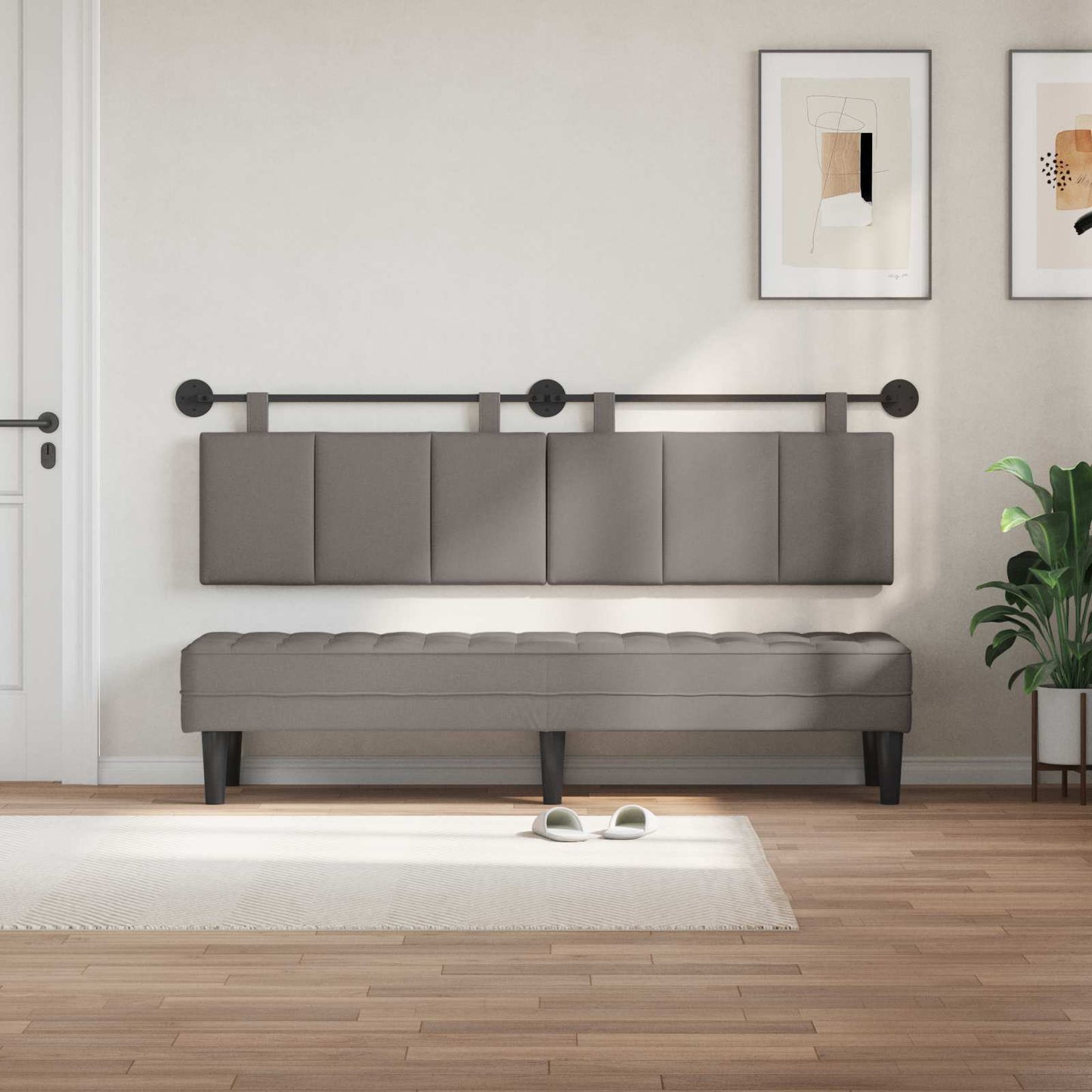 Hangend hoofdbord Taupe Stof is nu te koop bij PeponiXL, paradijselijk wonen!