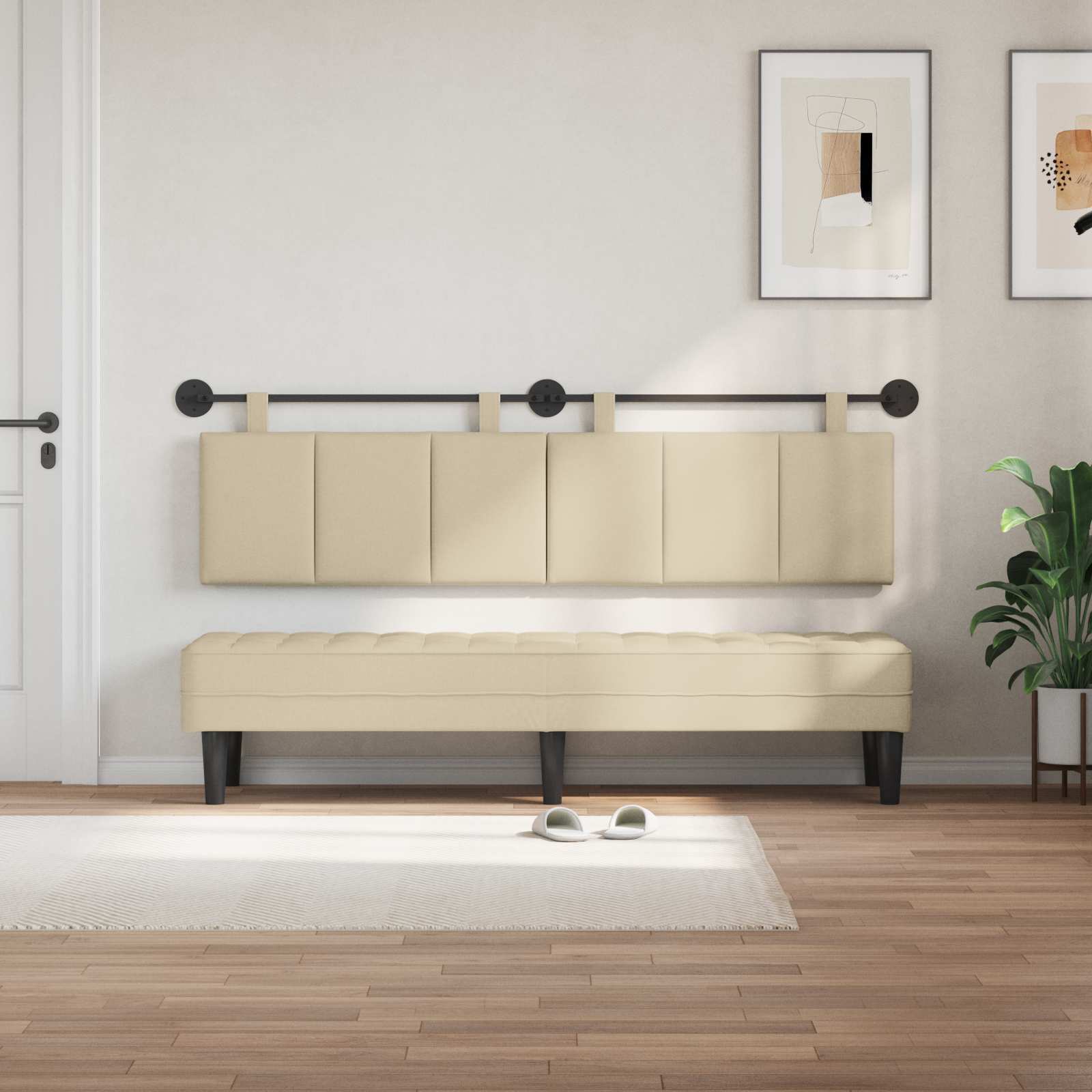 Hangend hoofdbord Crème Stof is nu te koop bij PeponiXL, paradijselijk wonen!