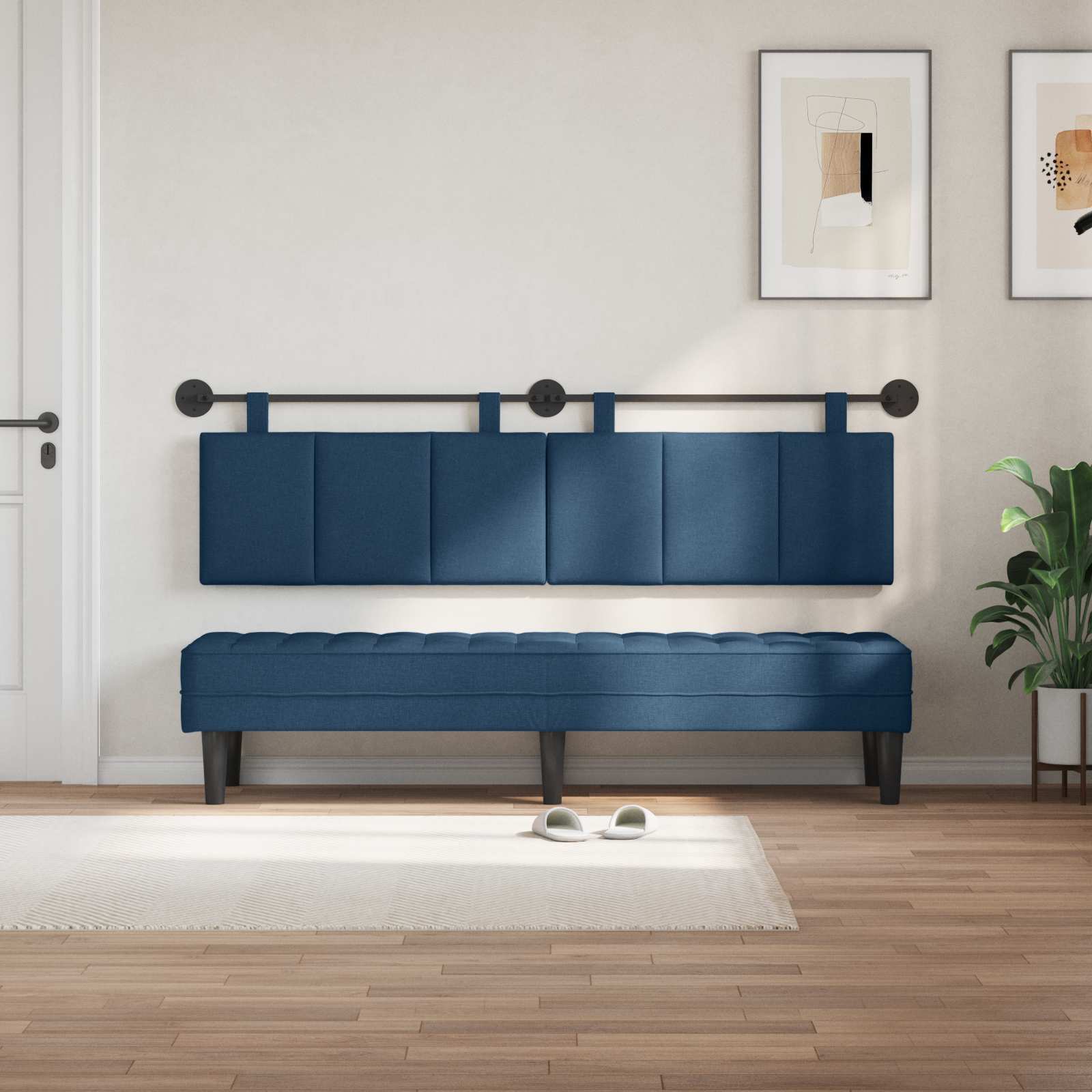 Hangend hoofdbord Blauw Stof is nu te koop bij PeponiXL, paradijselijk wonen!