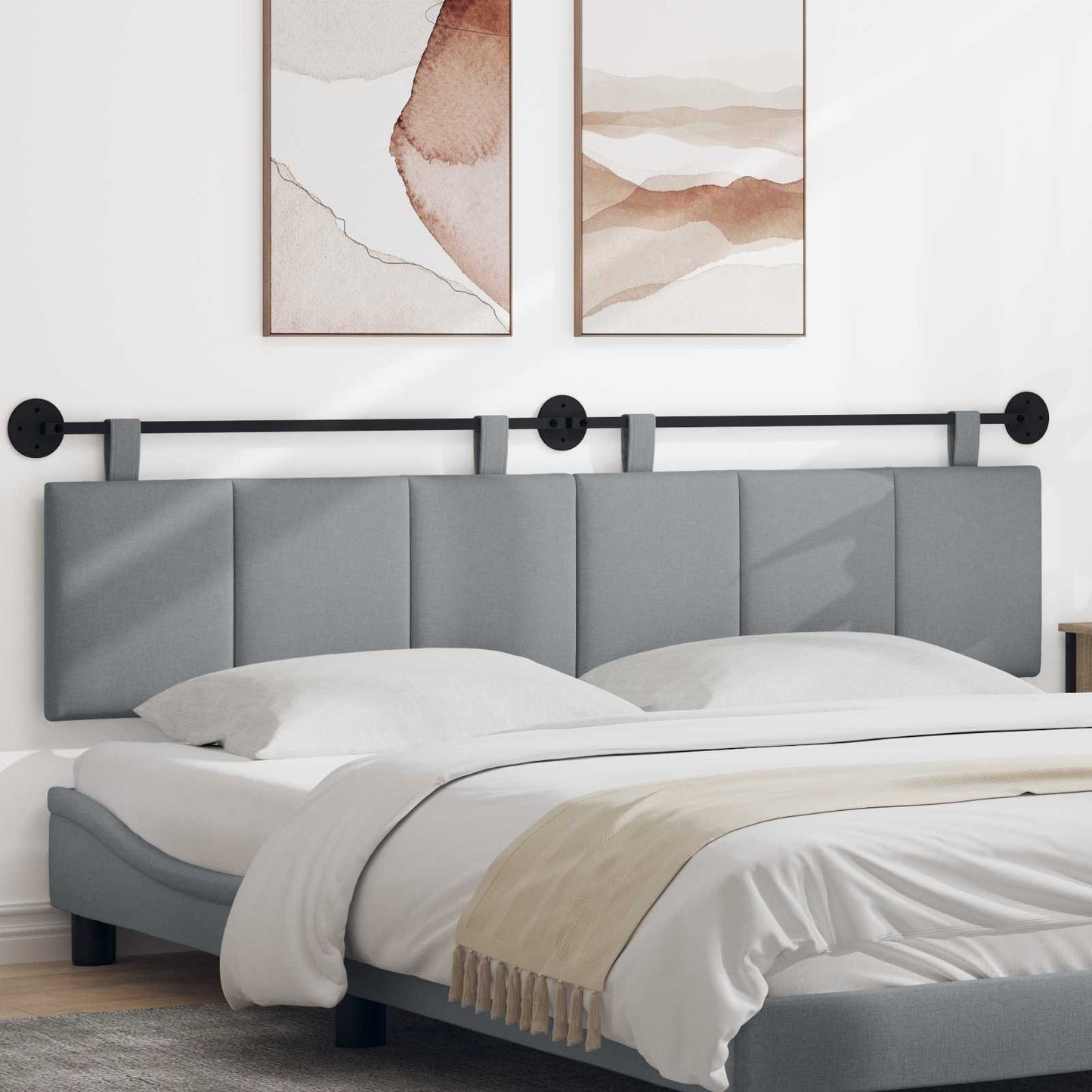 Hangend hoofdbord Lichtgrijs Stof is nu te koop bij PeponiXL, paradijselijk wonen!