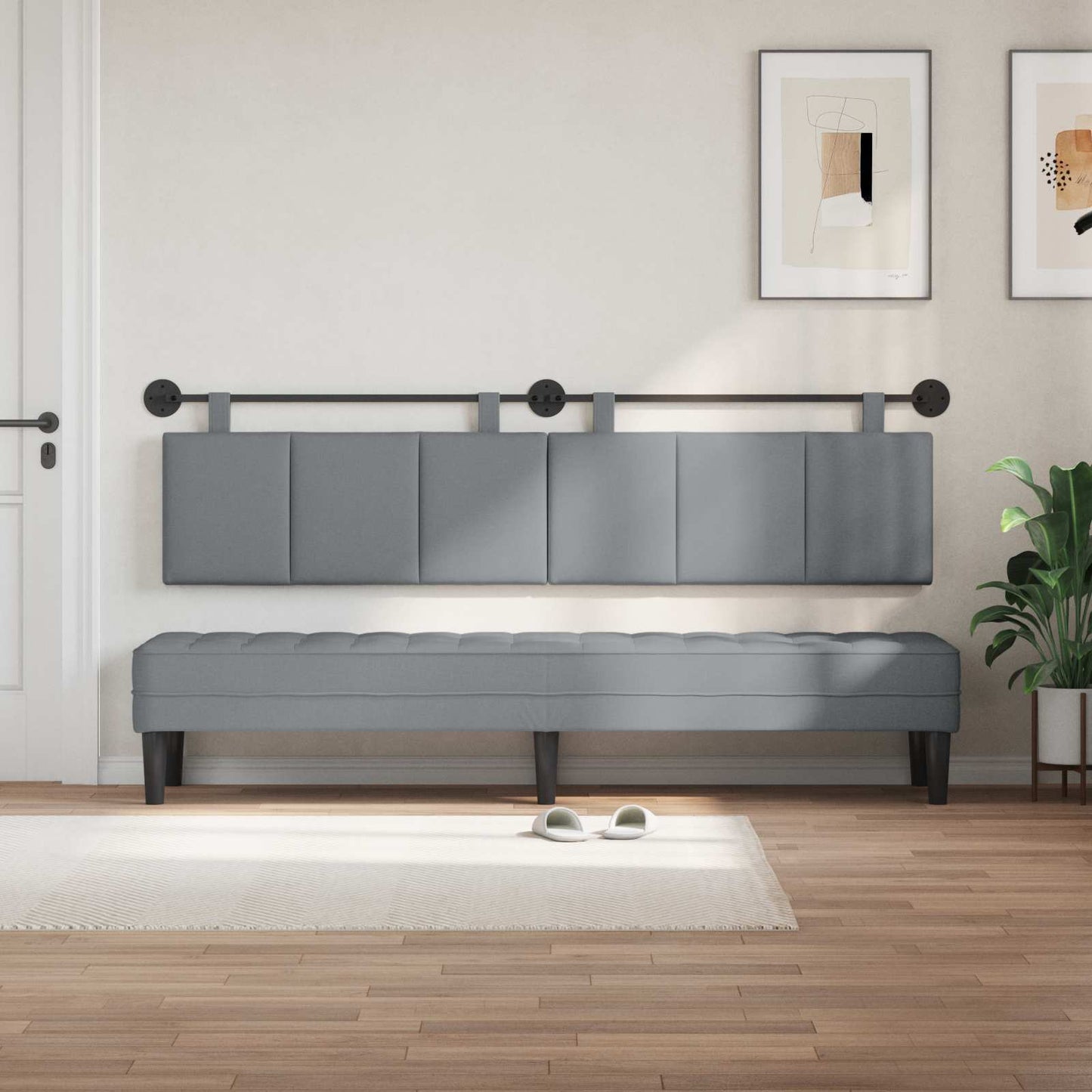 Hangend hoofdbord Lichtgrijs Stof is nu te koop bij PeponiXL, paradijselijk wonen!