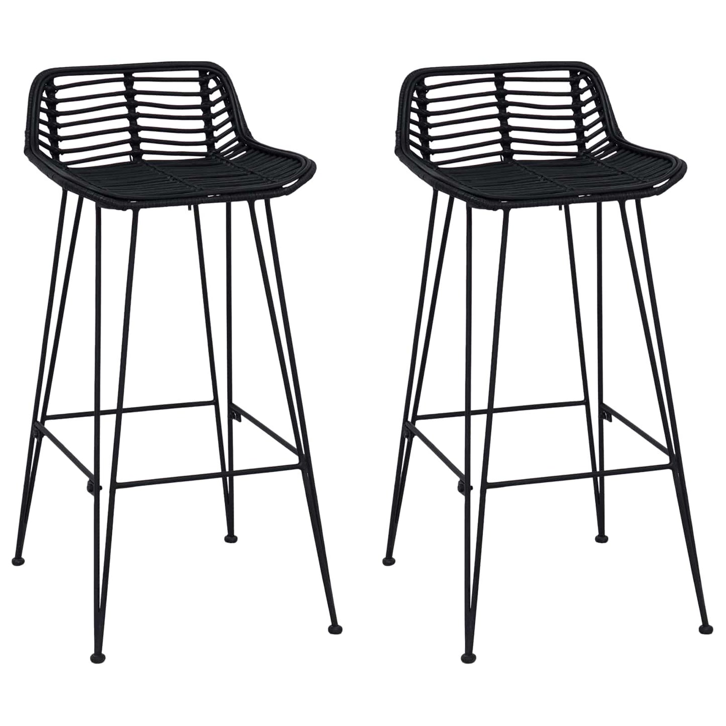 Barkruk 2 st Zwart 44 x 46 x 91 cm Rattan en staal is nu te koop bij PeponiXL, paradijselijk wonen!