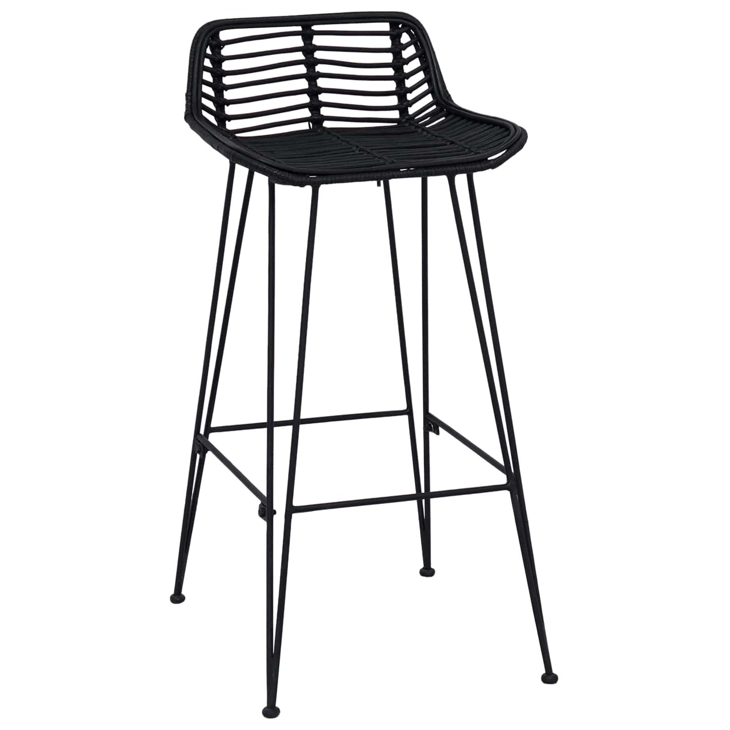Barkruk 2 st Zwart 44 x 46 x 91 cm Rattan en staal is nu te koop bij PeponiXL, paradijselijk wonen!