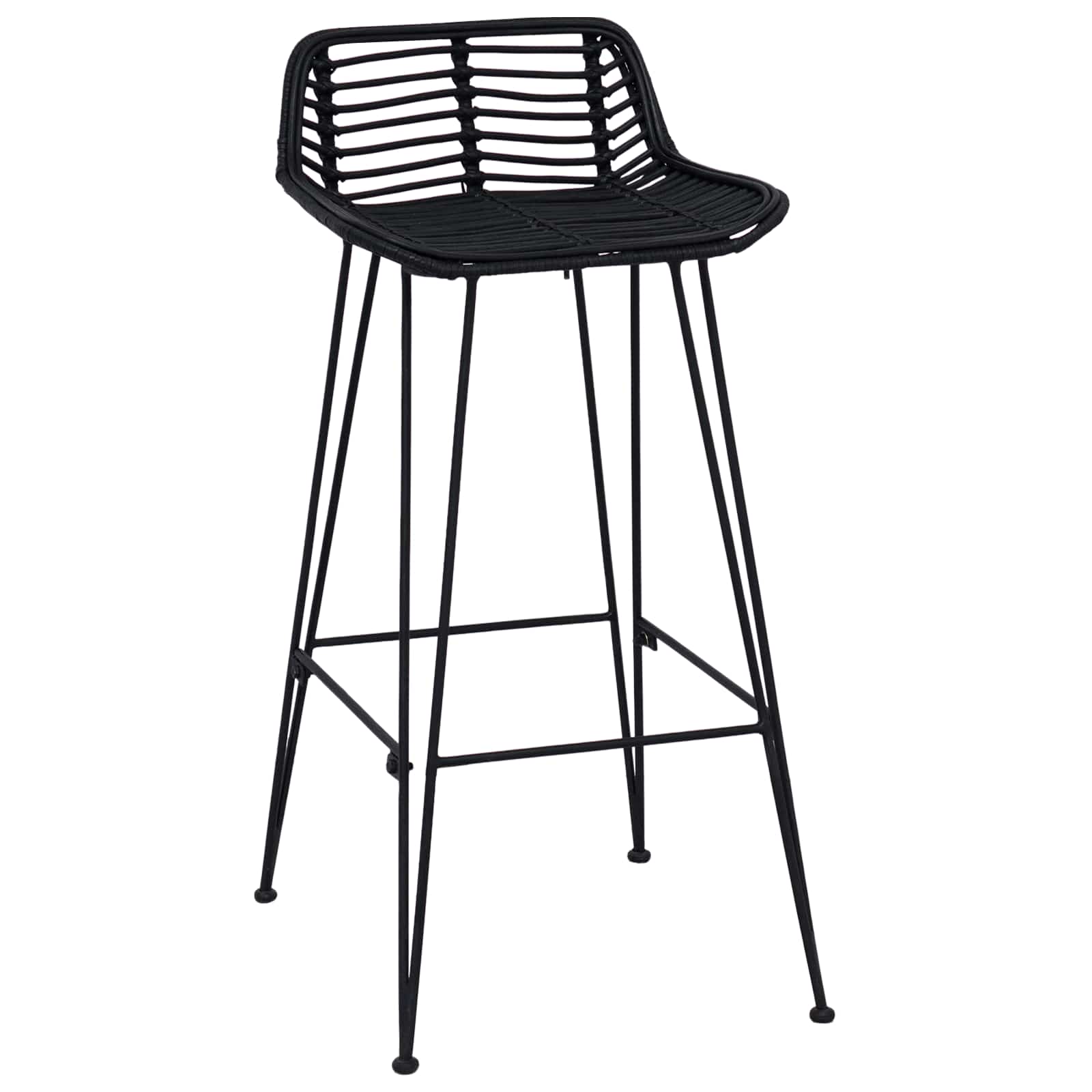 Barkruk 2 st Zwart 44 x 46 x 91 cm Rattan en staal is nu te koop bij PeponiXL, paradijselijk wonen!