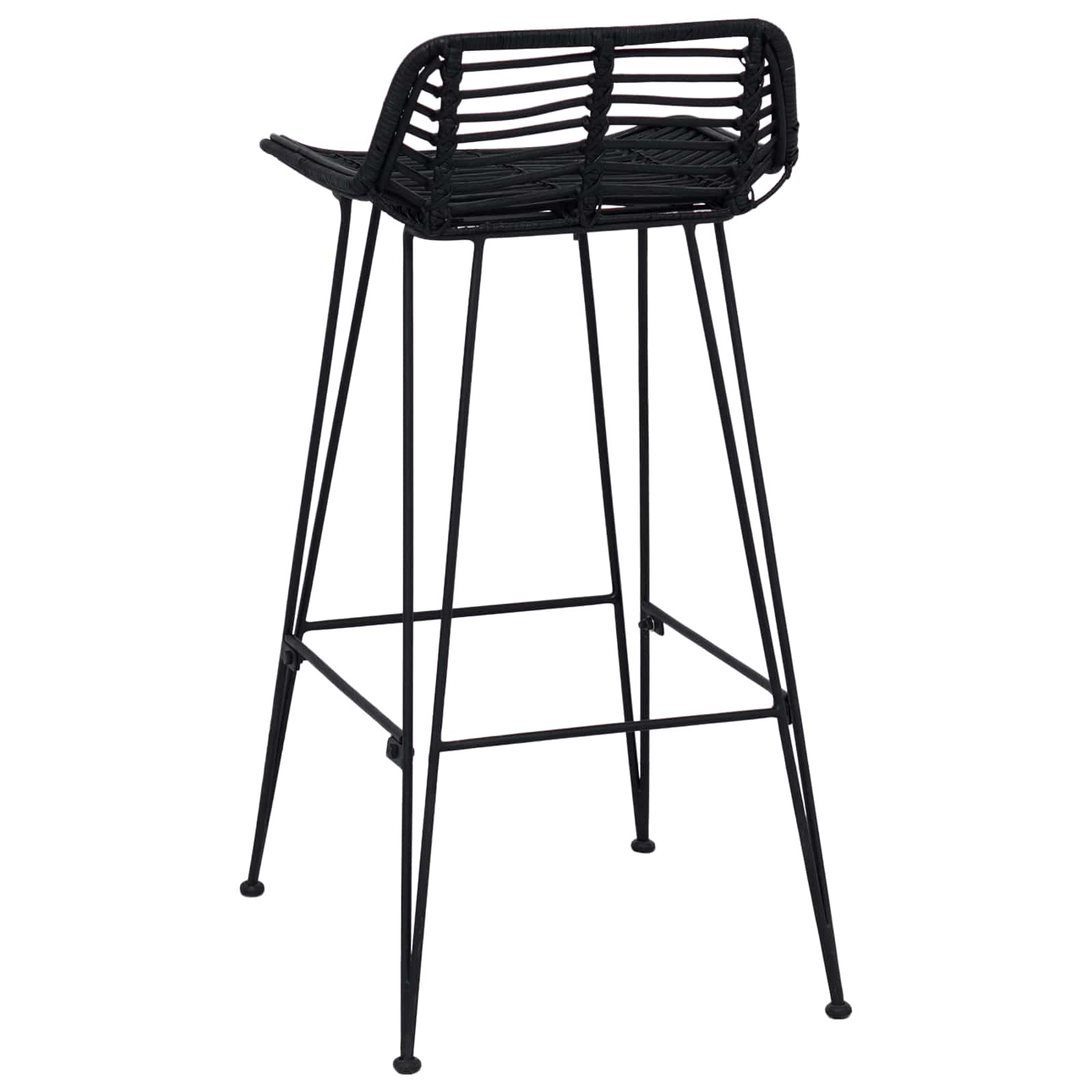 Barkruk 2 st Zwart 44 x 46 x 91 cm Rattan en staal is nu te koop bij PeponiXL, paradijselijk wonen!