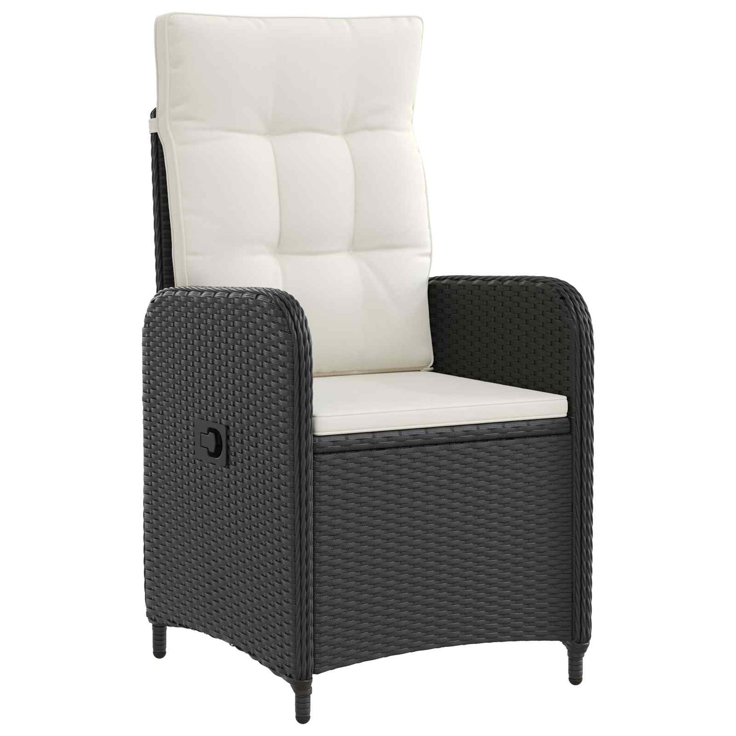 Buiten eettafelset 5 pcs Zwart en Cream Wit poly rattan