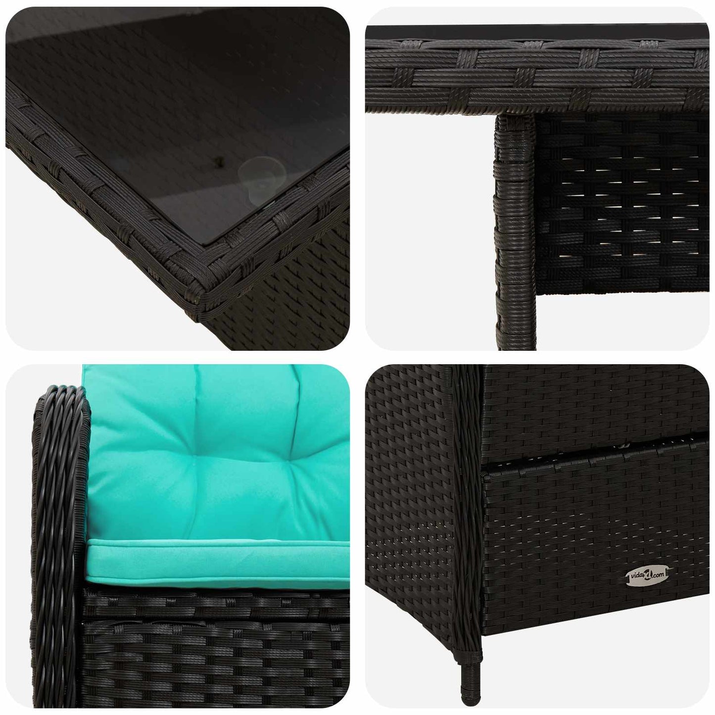 Buiten eettafelset 3 pcs poly rattan