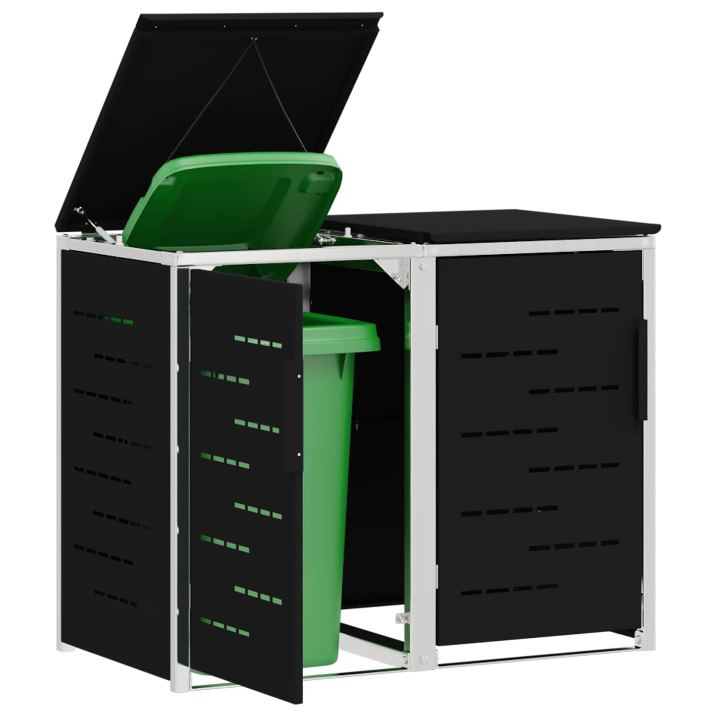 Containerombouw for 2 Bins 240L Roestvrij staal Zwart is nu te koop bij PeponiXL, paradijselijk wonen!