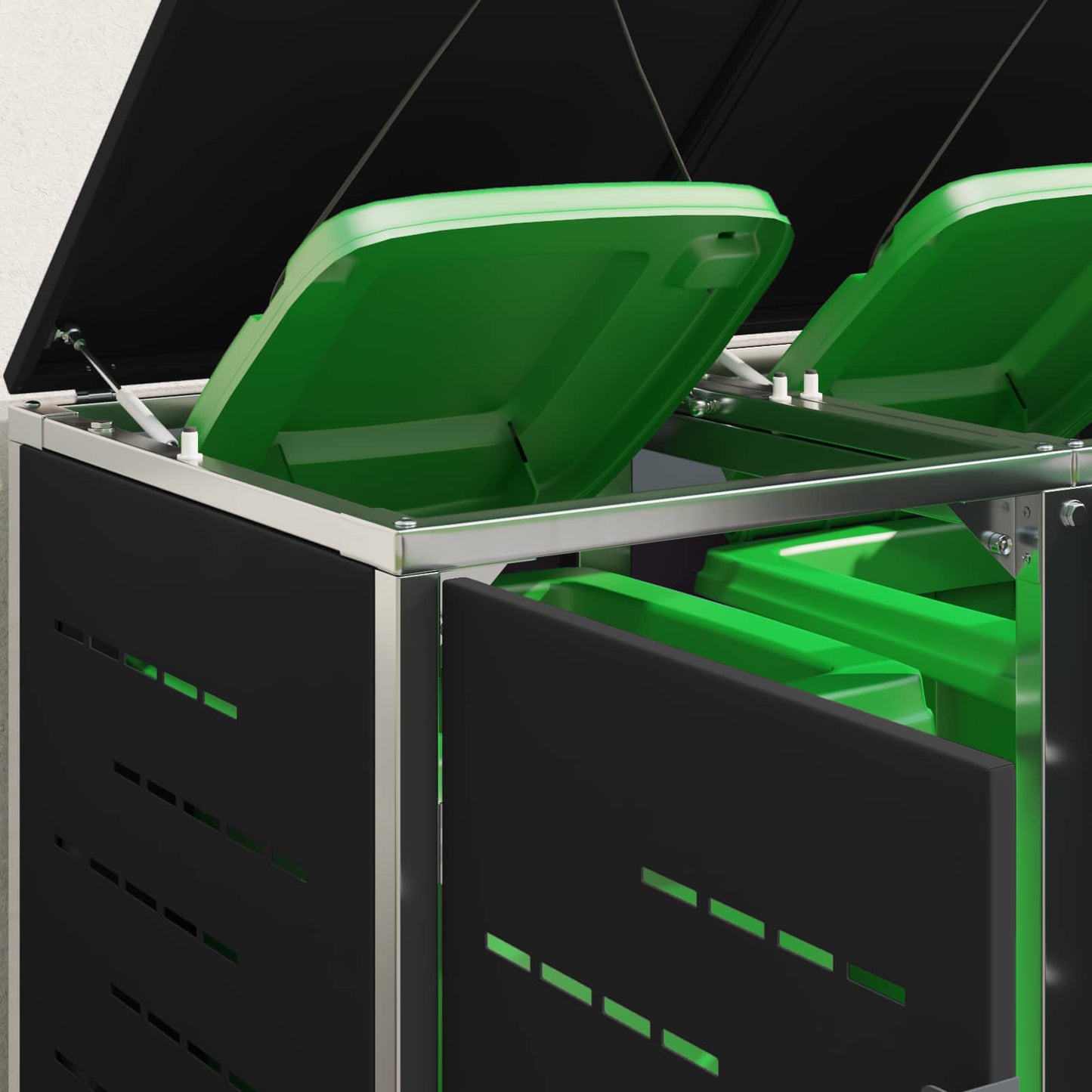 Containerombouw for 3 Bins 240L Roestvrij staal Zwart is nu te koop bij PeponiXL, paradijselijk wonen!