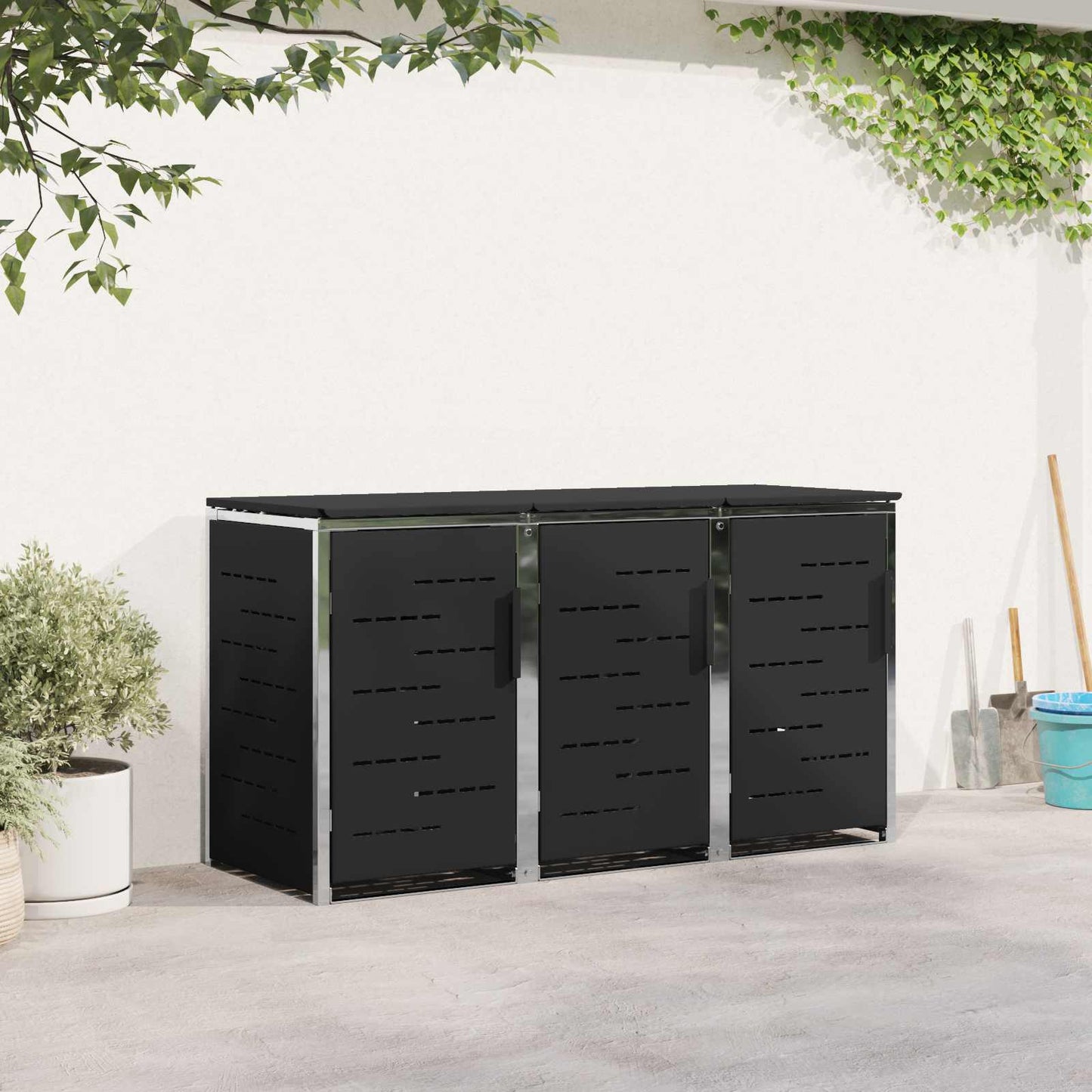 Containerombouw for 3 Bins 240L Roestvrij staal Zwart is nu te koop bij PeponiXL, paradijselijk wonen!