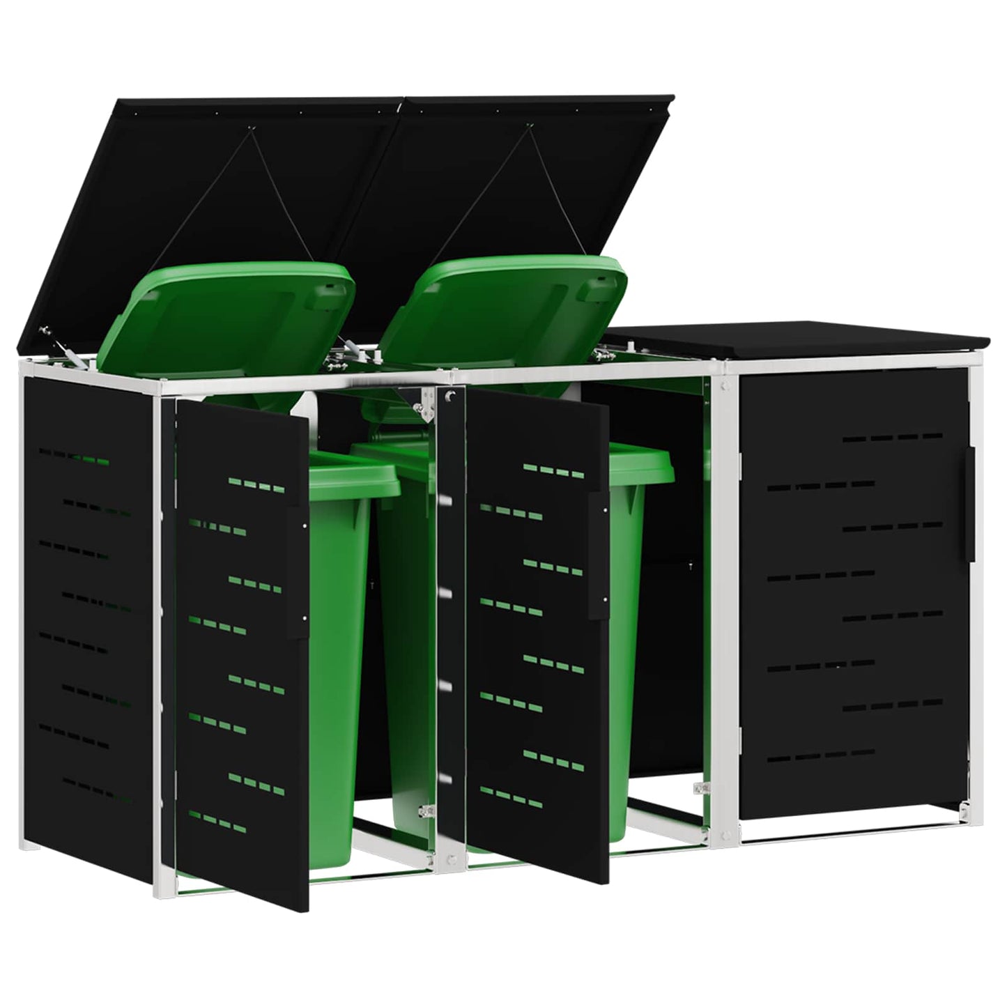 Containerombouw for 3 Bins 240L Roestvrij staal Zwart is nu te koop bij PeponiXL, paradijselijk wonen!