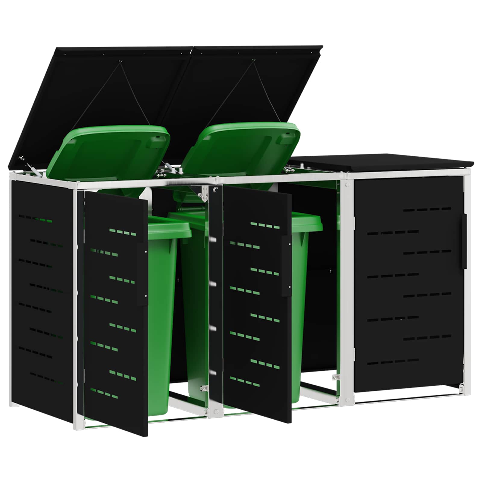 Containerombouw for 3 Bins 240L Roestvrij staal Zwart is nu te koop bij PeponiXL, paradijselijk wonen!