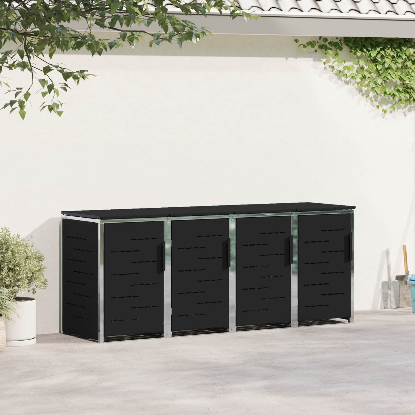 Containerombouw for 4 Bins 240L Roestvrij staal Zwart is nu te koop bij PeponiXL, paradijselijk wonen!