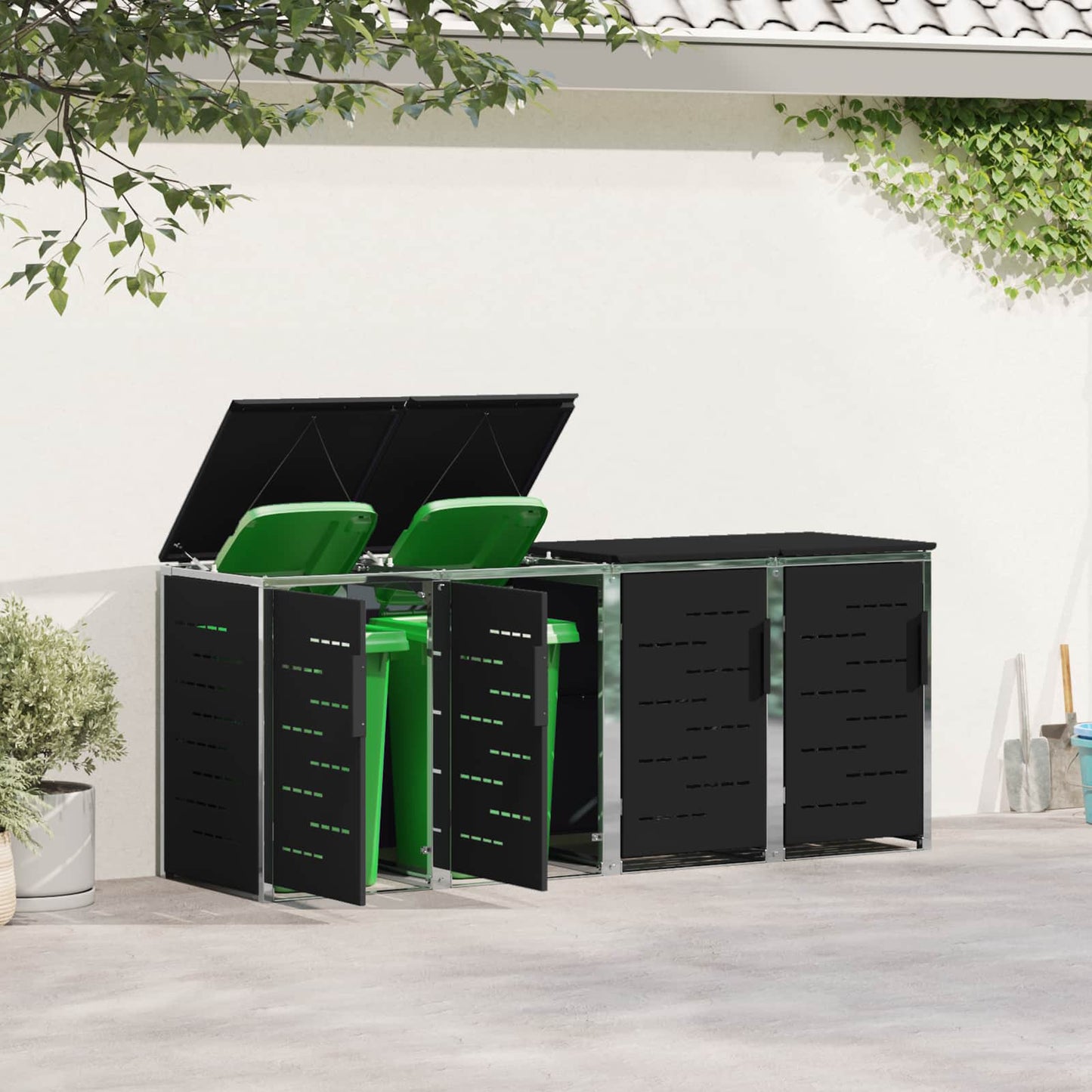 Containerombouw for 4 Bins 240L Roestvrij staal Zwart is nu te koop bij PeponiXL, paradijselijk wonen!