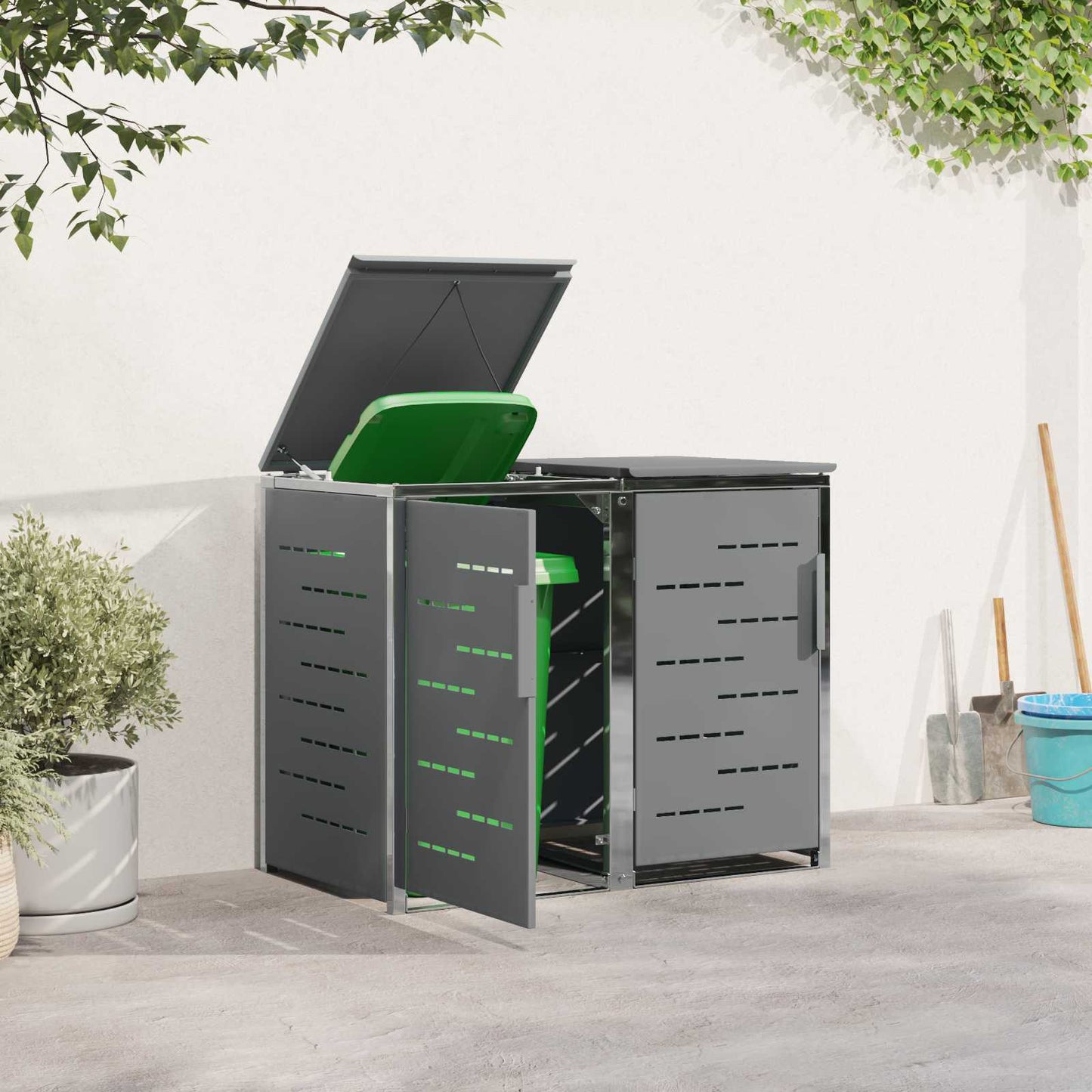 Containerombouw for 2 Bins 240L Roestvrij staal Grijs is nu te koop bij PeponiXL, paradijselijk wonen!