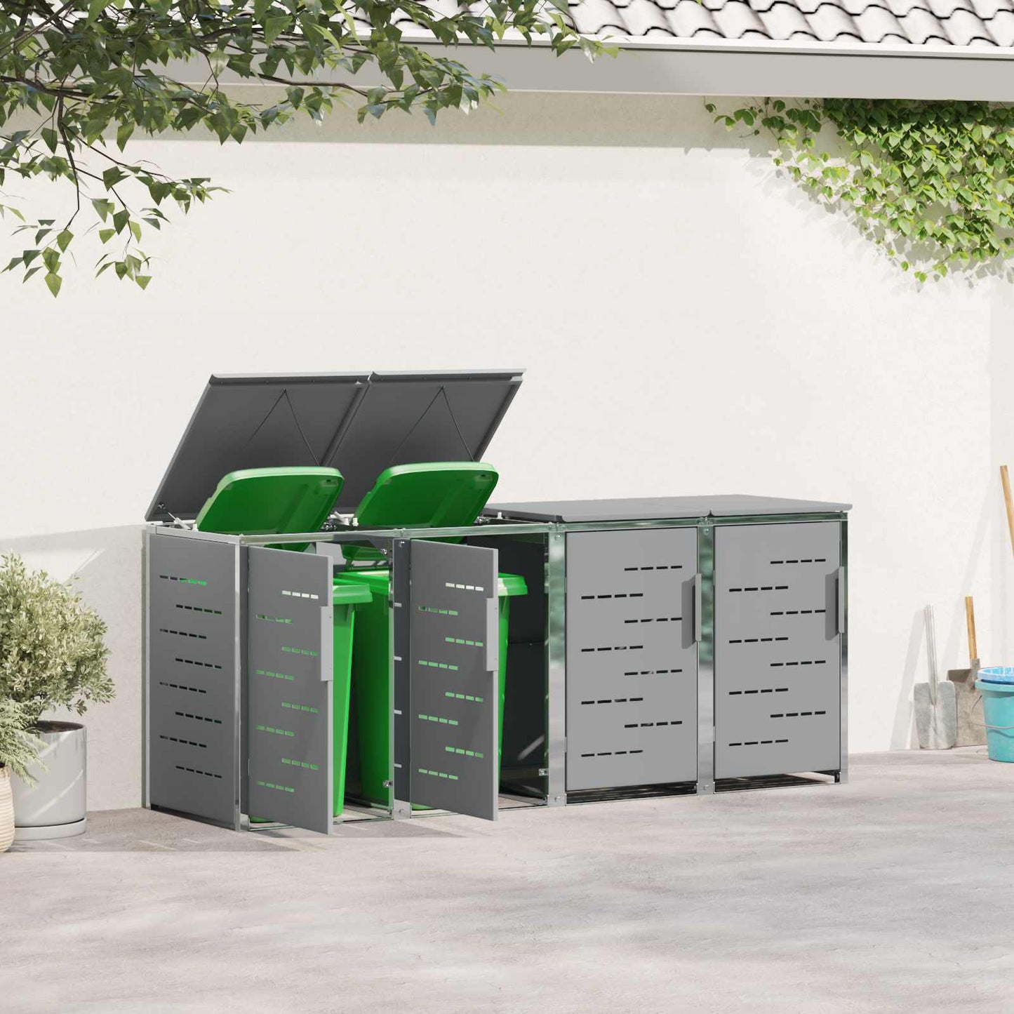 Containerombouw for 4 Bins 240L Roestvrij staal Grijs is nu te koop bij PeponiXL, paradijselijk wonen!