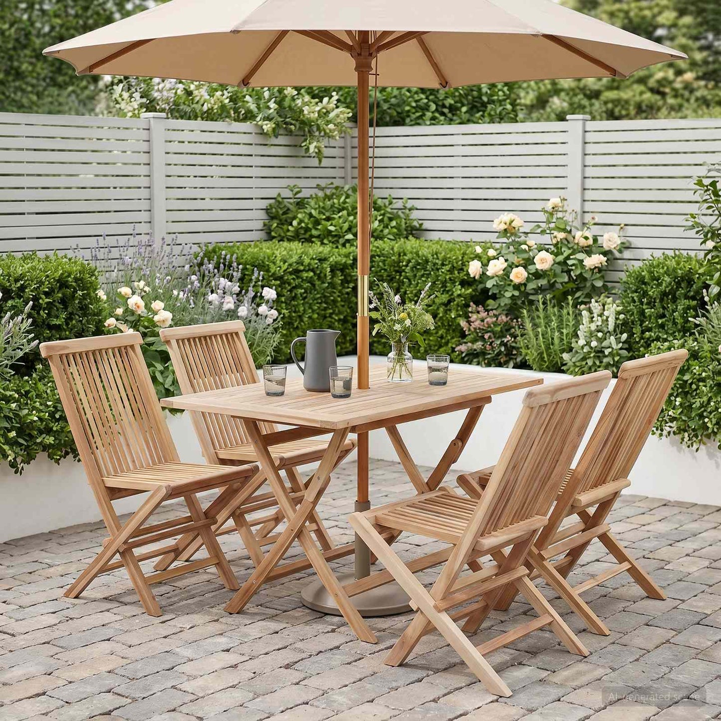 Tuinmeubelset 5 st Naturel Massief Teakhout is nu te koop bij PeponiXL, paradijselijk wonen!