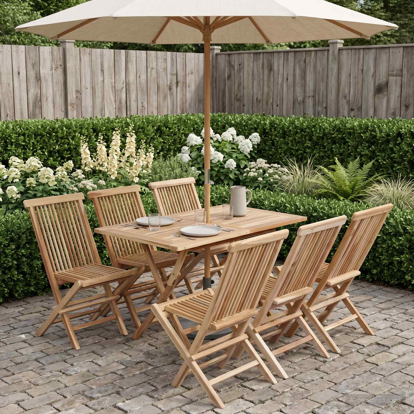 Tuinmeubelset 7 st Naturel Massief Teakhout is nu te koop bij PeponiXL, paradijselijk wonen!