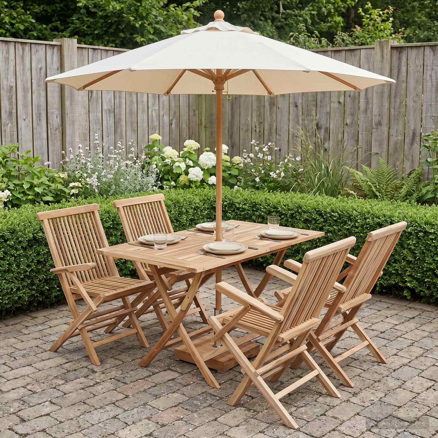 Tuinmeubelset 5 st Naturel Massief Teakhout is nu te koop bij PeponiXL, paradijselijk wonen!