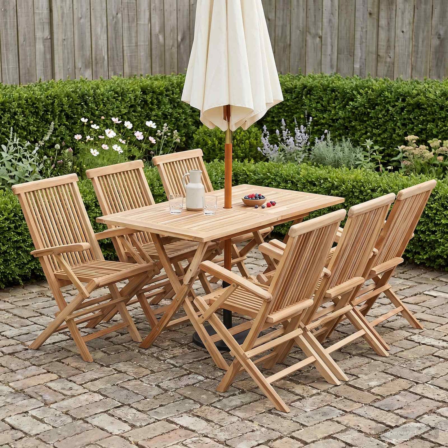 Tuinmeubelset 7 st Naturel Massief Teakhout is nu te koop bij PeponiXL, paradijselijk wonen!