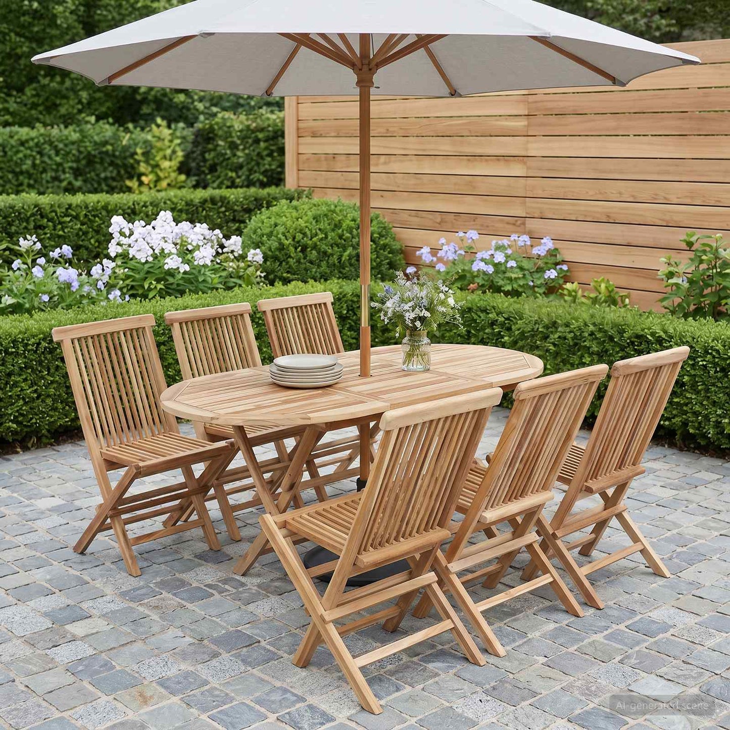 Tuinmeubelset 7 st Naturel Massief Teakhout is nu te koop bij PeponiXL, paradijselijk wonen!