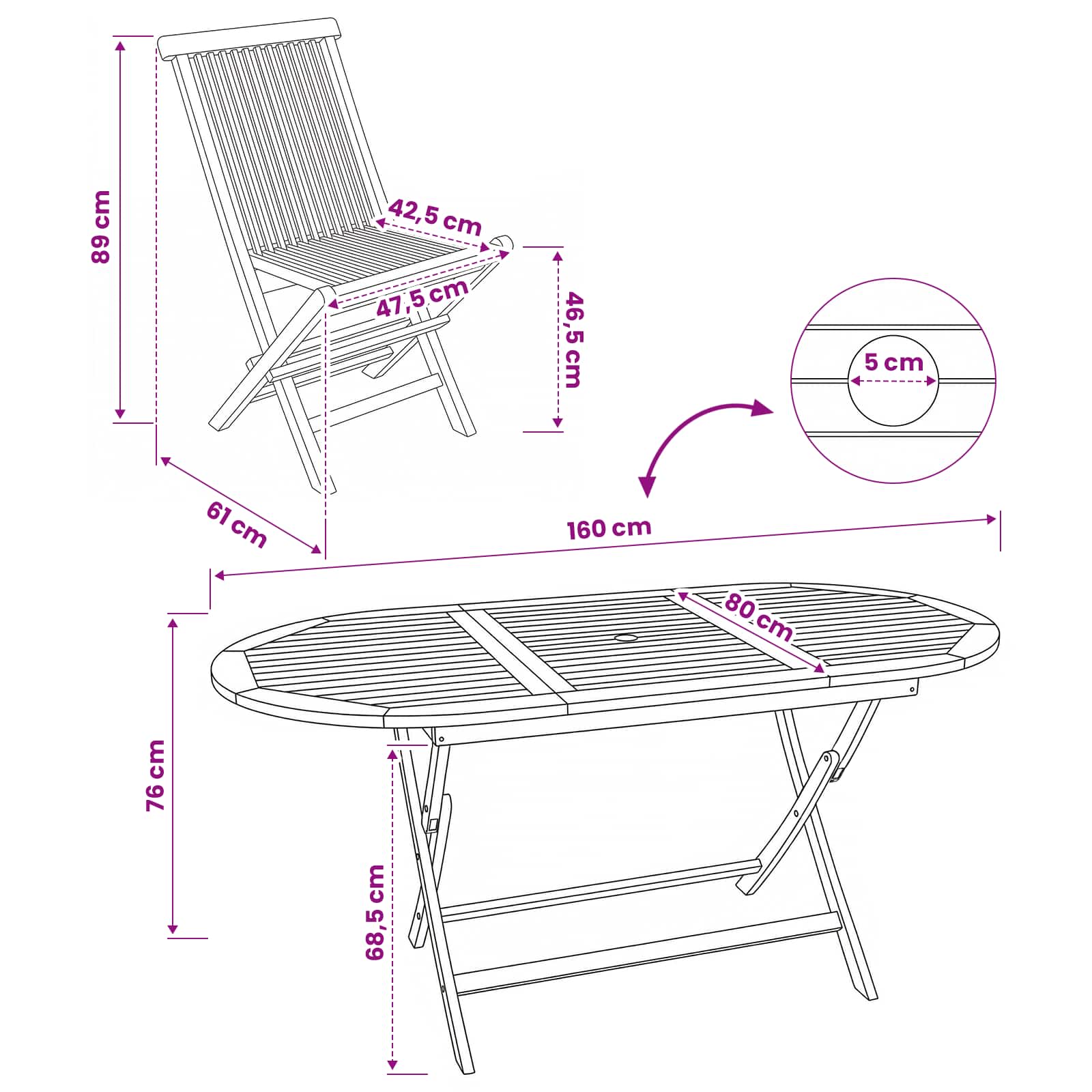 Tuinmeubelset 7 st Naturel Massief Teakhout is nu te koop bij PeponiXL, paradijselijk wonen!