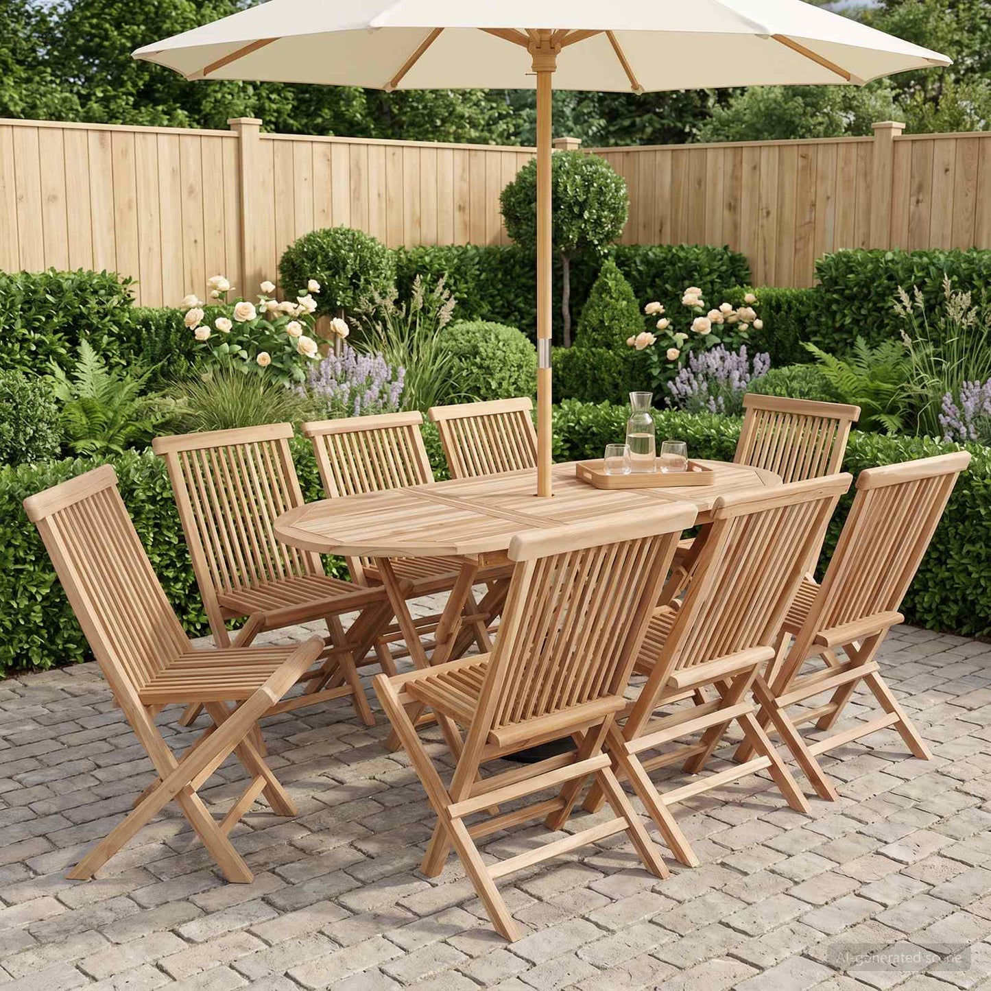 Tuinmeubelset 9 st Naturel Massief Teakhout is nu te koop bij PeponiXL, paradijselijk wonen!