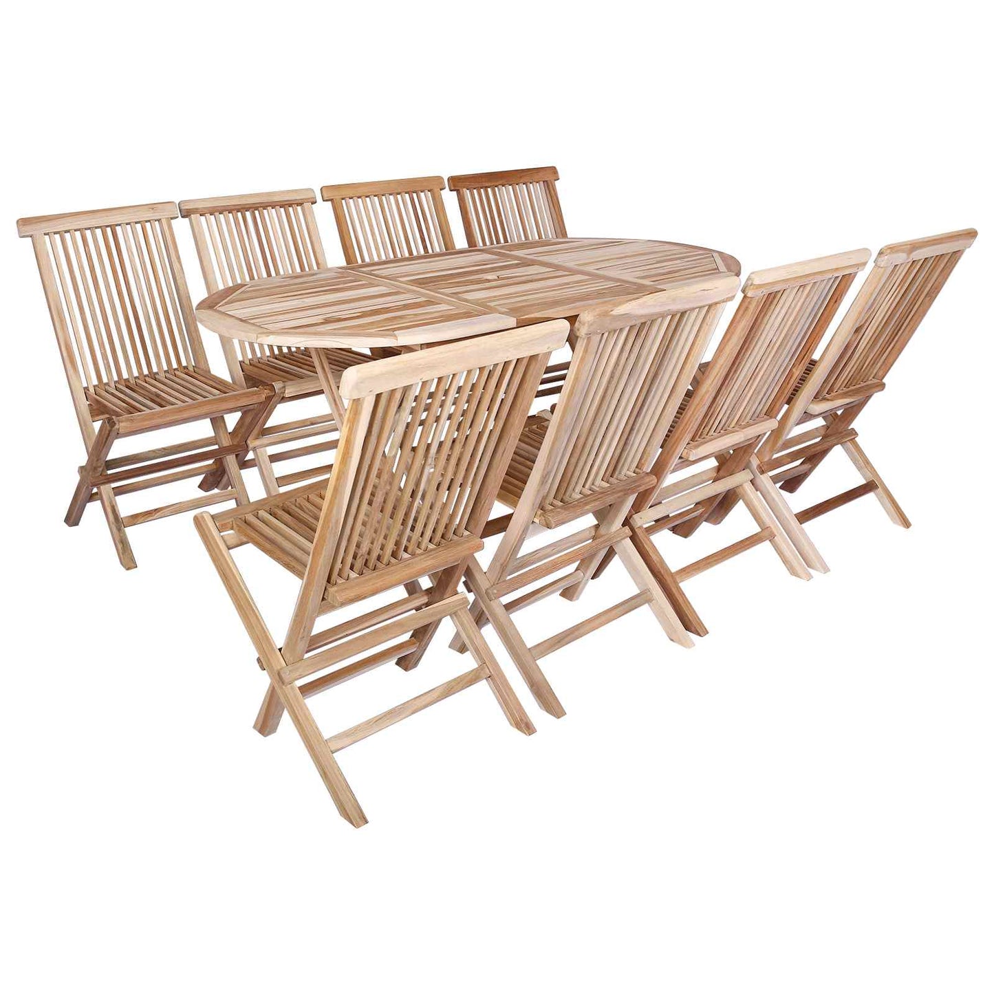 Tuinmeubelset 9 st Naturel Massief Teakhout is nu te koop bij PeponiXL, paradijselijk wonen!