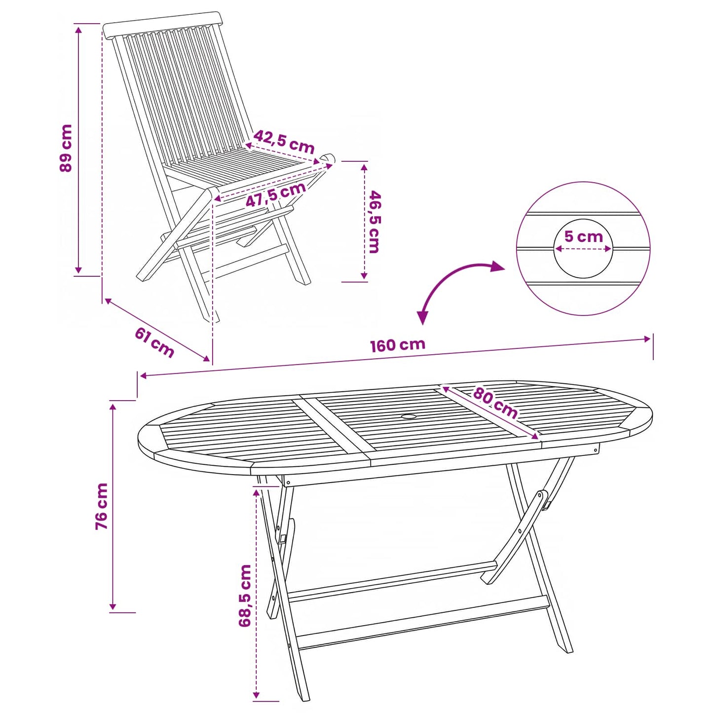 Tuinmeubelset 9 st Naturel Massief Teakhout is nu te koop bij PeponiXL, paradijselijk wonen!