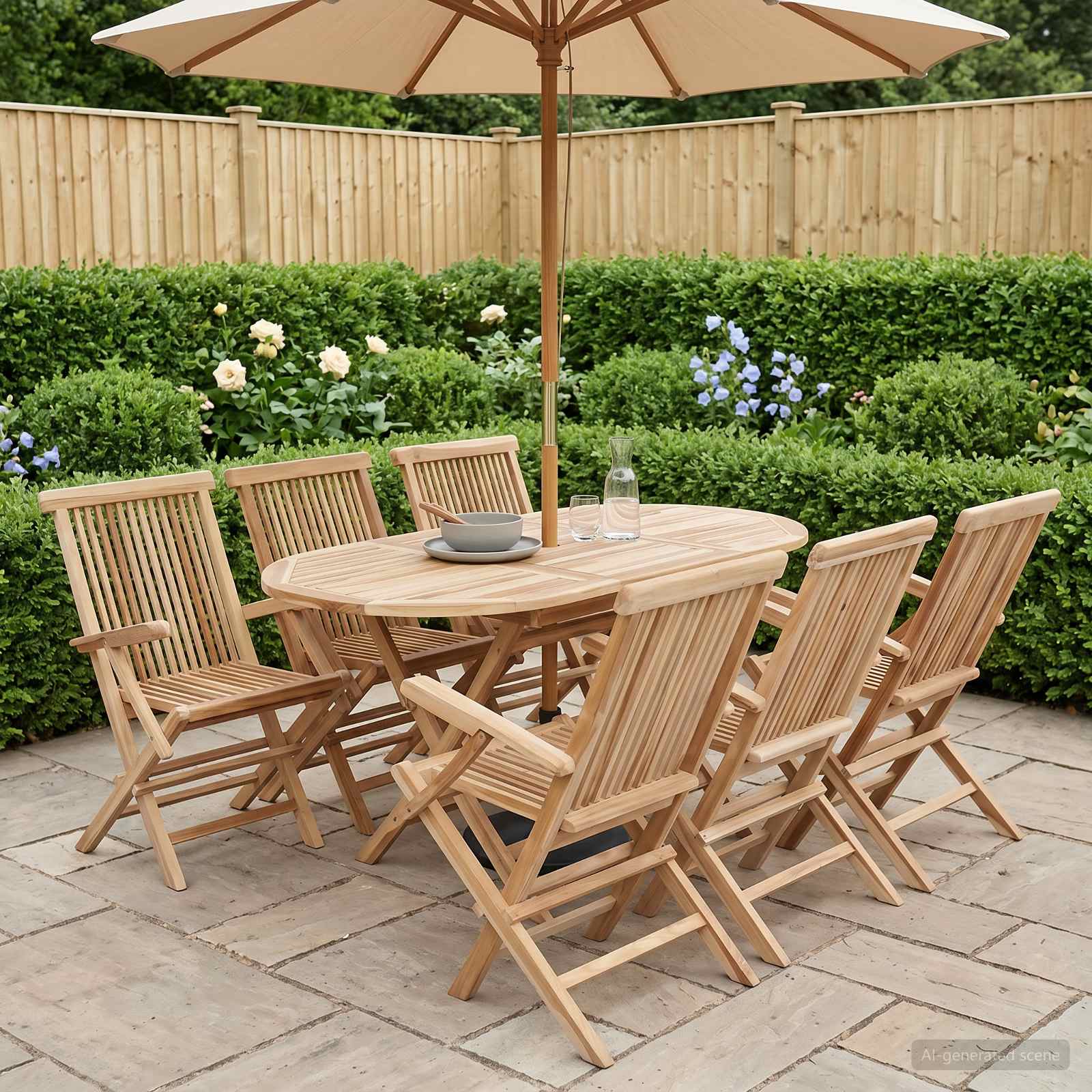 Tuinmeubelset 7 st Naturel Massief Teakhout is nu te koop bij PeponiXL, paradijselijk wonen!