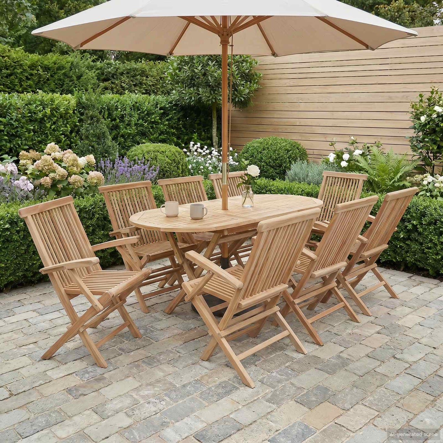 Tuinmeubelset 9 st Naturel Massief Teakhout is nu te koop bij PeponiXL, paradijselijk wonen!