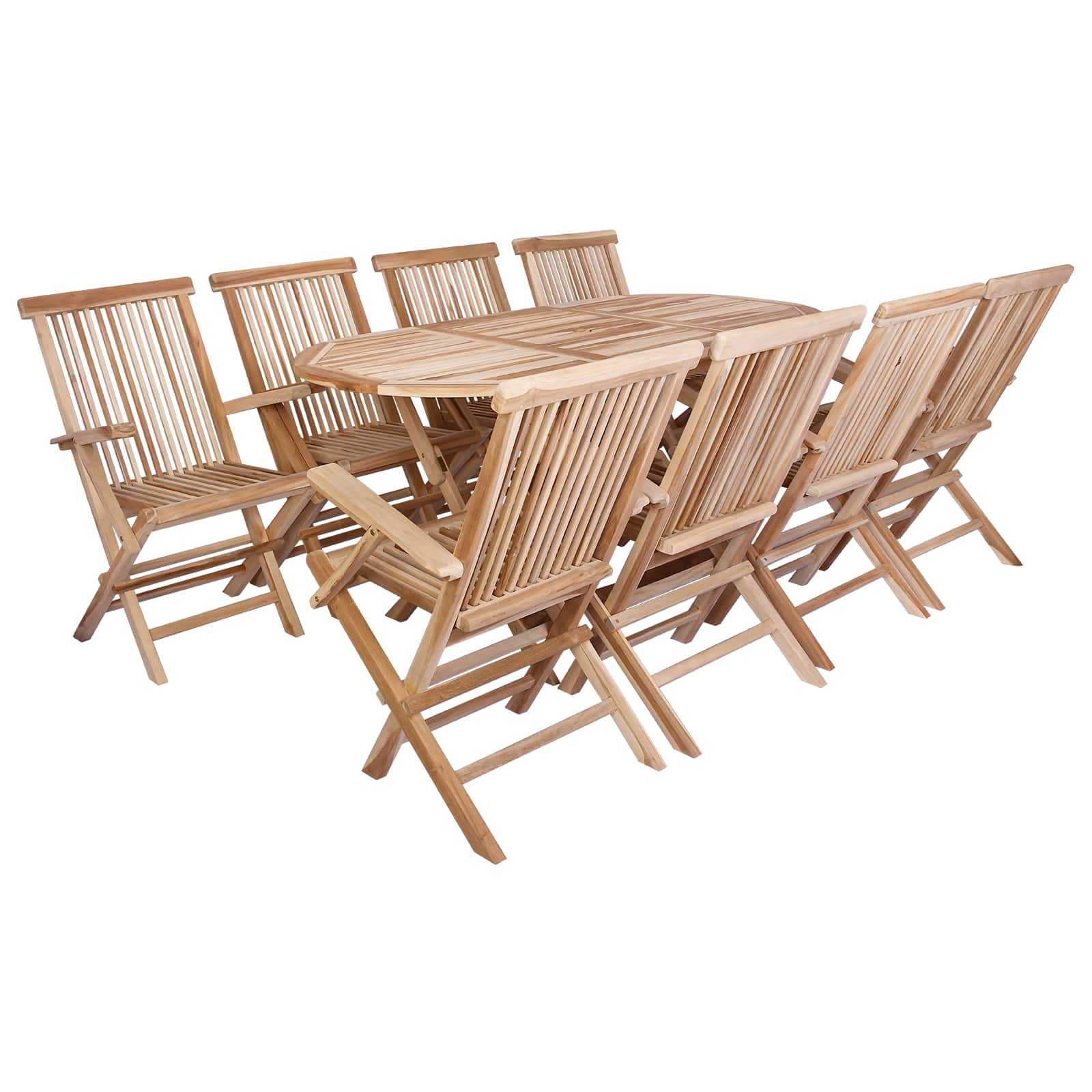 Tuinmeubelset 9 st Naturel Massief Teakhout is nu te koop bij PeponiXL, paradijselijk wonen!