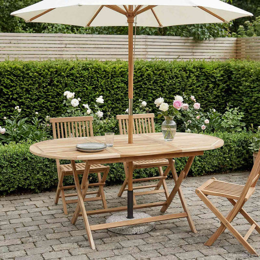 Inklapbare Tuintafel Naturel 160 x 80 x 76 cm Massief Teakhout is nu te koop bij PeponiXL, paradijselijk wonen!