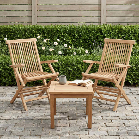 Opvouwbare Tuinstoel 2 st Naturel Massief Teakhout is nu te koop bij PeponiXL, paradijselijk wonen!