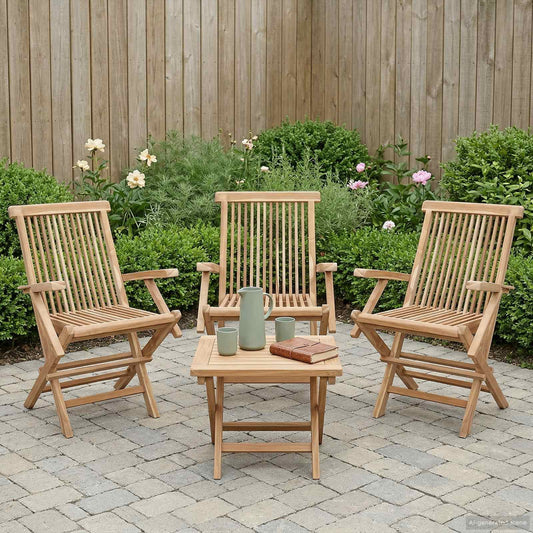 Opvouwbare Tuinstoel 3 st Naturel Massief Teakhout is nu te koop bij PeponiXL, paradijselijk wonen!