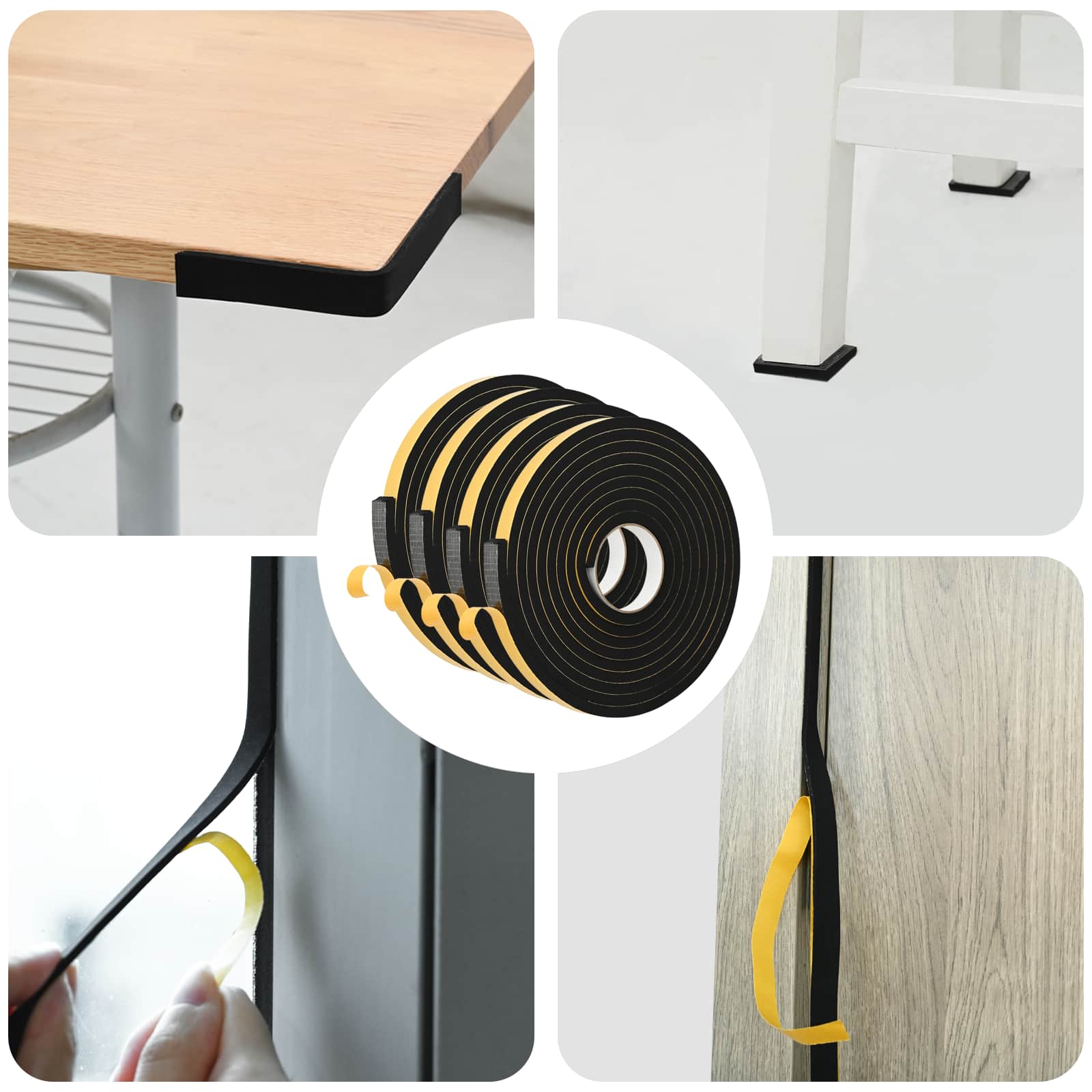 Zelfklevende schuimtape 4 pcs Zwart 20mm x 5m CR Schuim is nu te koop bij PeponiXL, paradijselijk wonen!