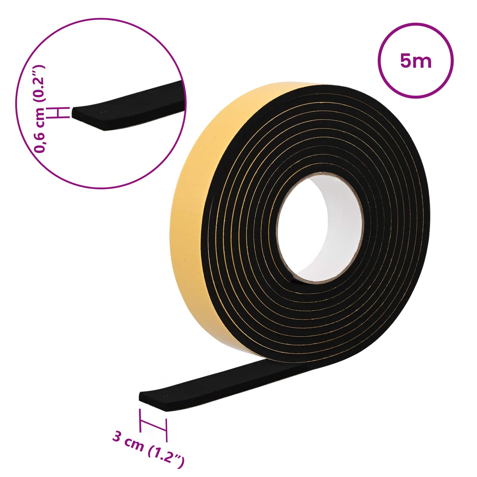 Zelfklevende schuimtape 20 pcs Zwart 30mm x 5m CR Schuim is nu te koop bij PeponiXL, paradijselijk wonen!