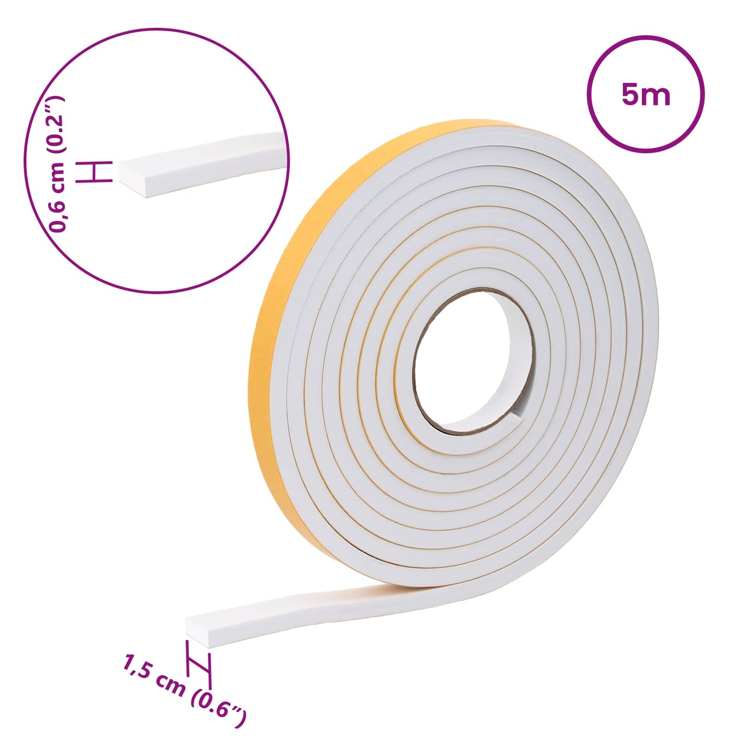 Zelfklevende schuimtape 10 pcs Wit 15mm x 5m CR Schuim is nu te koop bij PeponiXL, paradijselijk wonen!